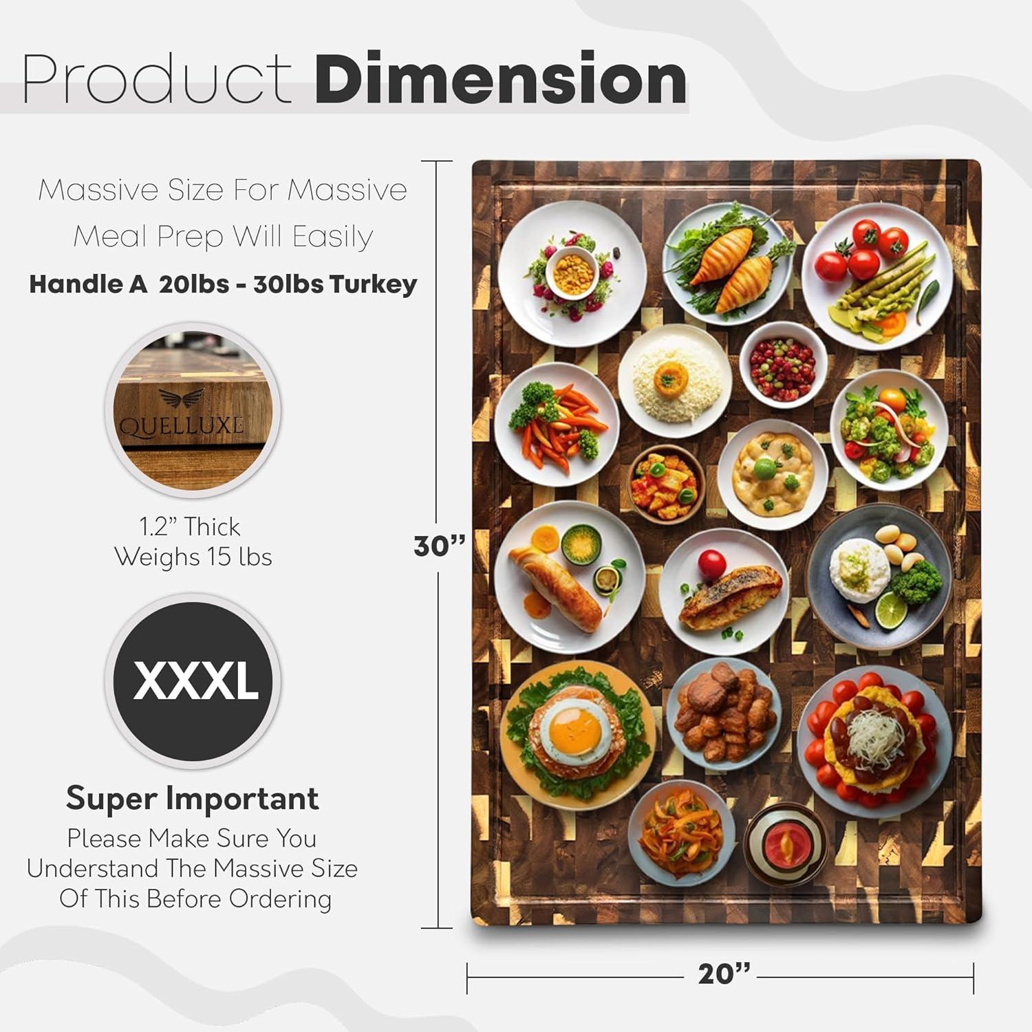 Tabla de Cortar Extra Grande de Madera de Acacia QUELLUXE 76.2x50.8cm