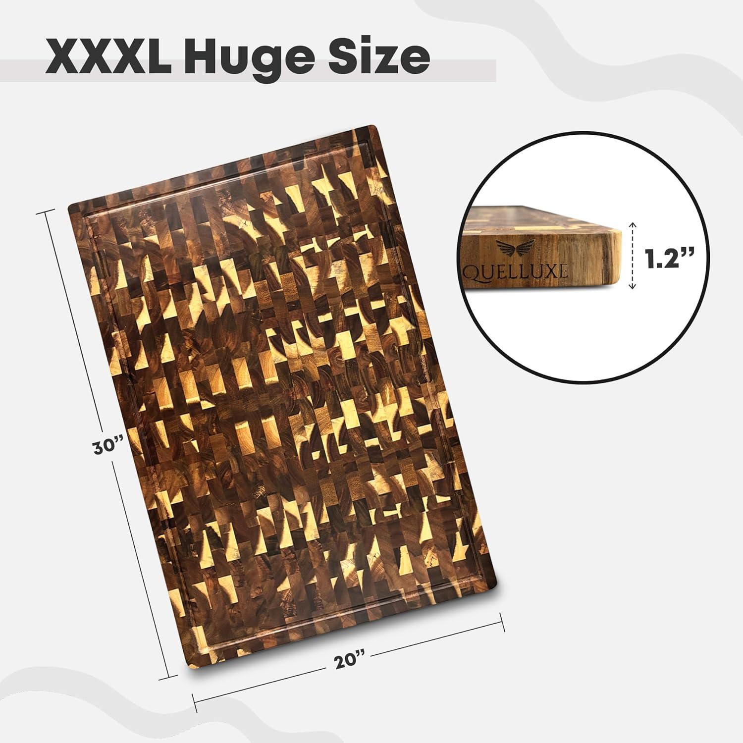 Tabla de Cortar Extra Grande de Madera de Acacia QUELLUXE 76.2x50.8cm