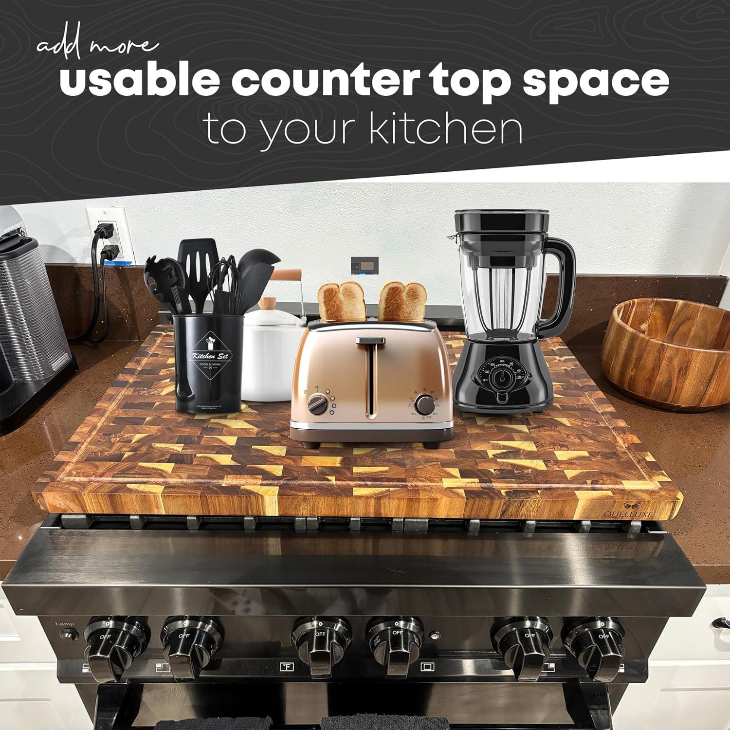 Tabla de Cortar Extra Grande de Madera de Acacia QUELLUXE 76.2x50.8cm