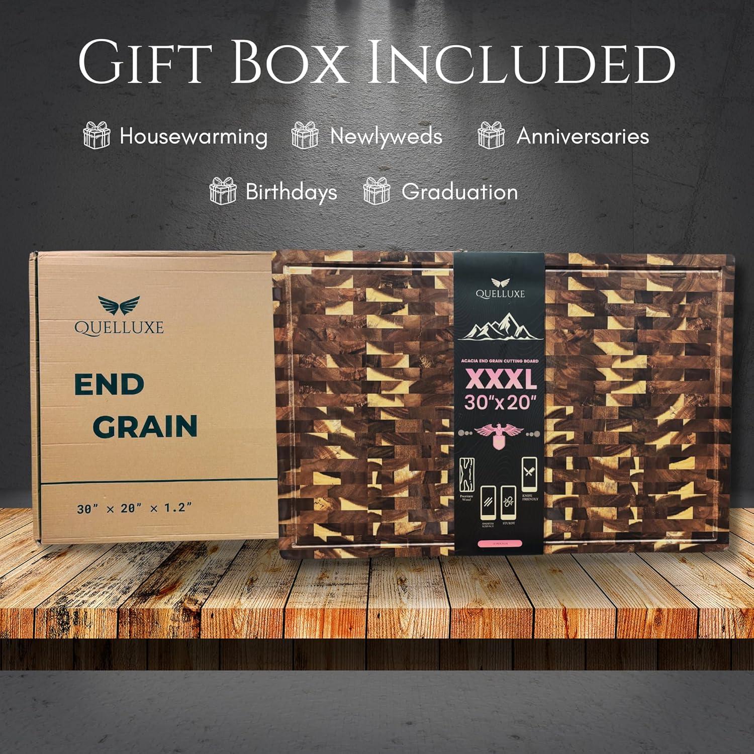 Tabla de Cortar Extra Grande de Madera de Acacia QUELLUXE 76.2x50.8cm