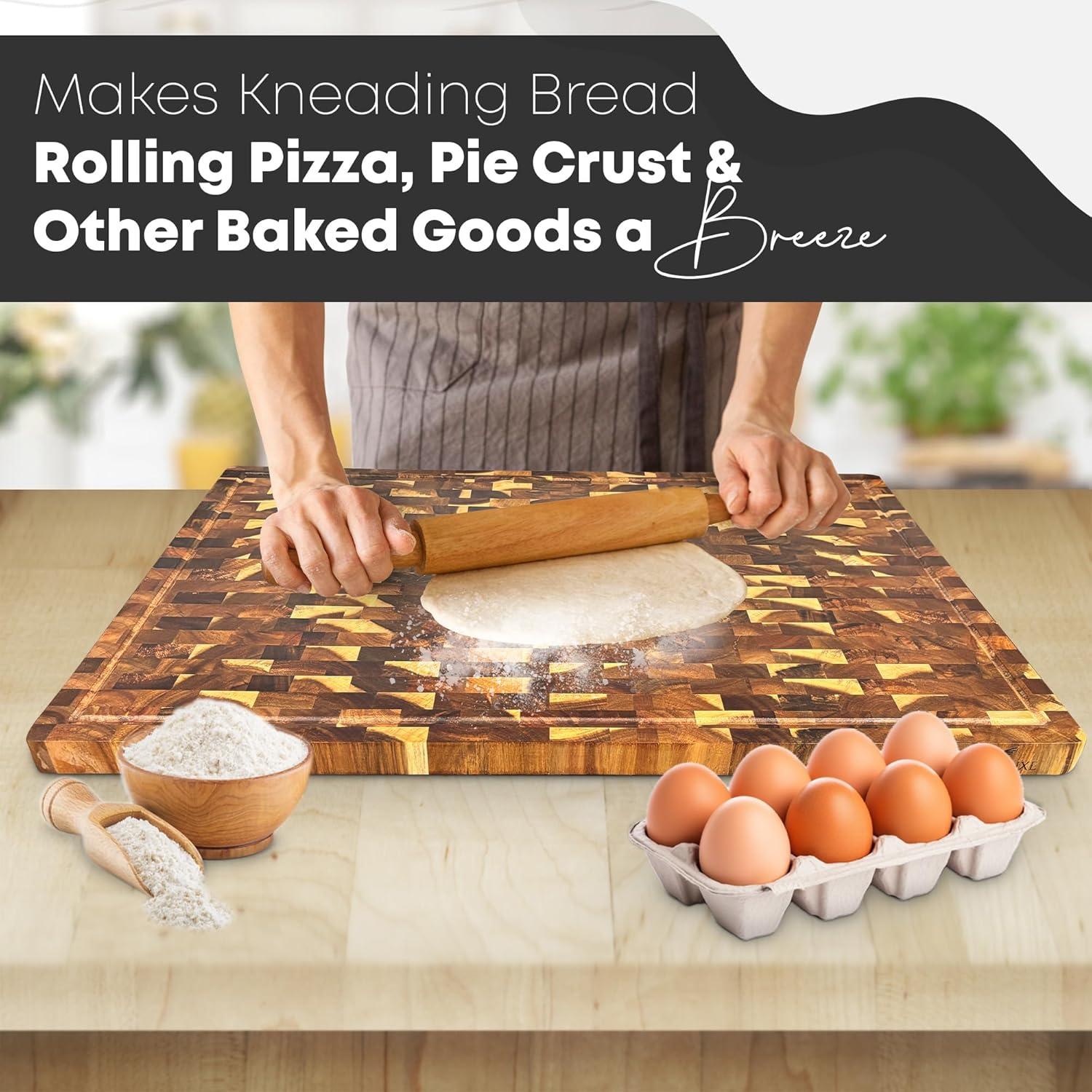 Tabla de Cortar Extra Grande de Madera de Acacia QUELLUXE 76.2x50.8cm