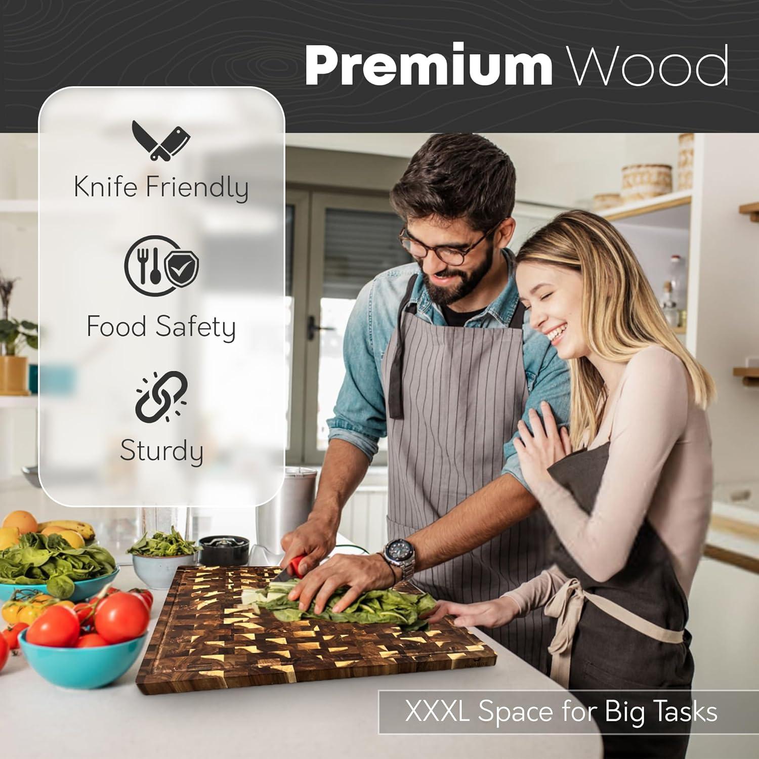 Tabla de Cortar Extra Grande de Madera de Acacia QUELLUXE 76.2x50.8cm