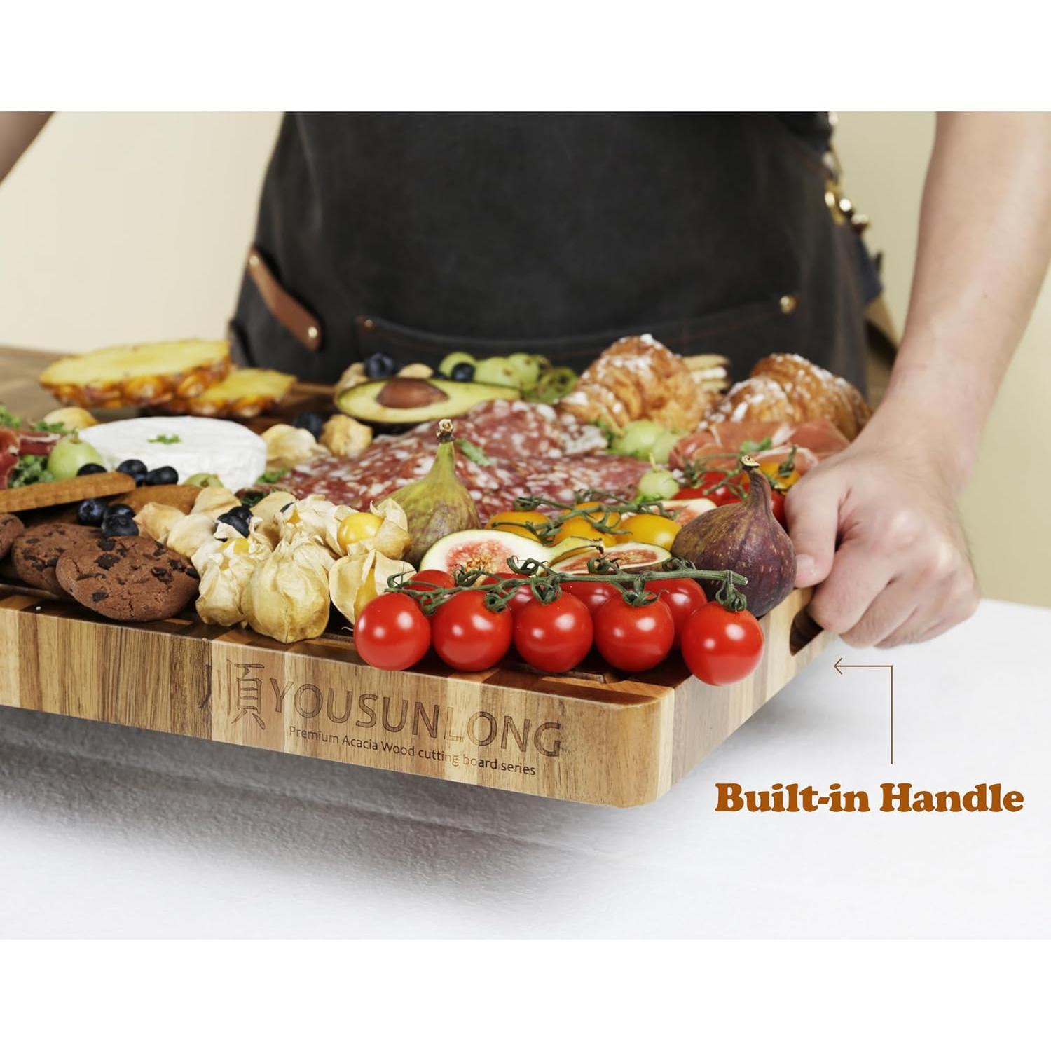 Tabla de Cortar YOUSUNLONG XXL Acacia y Roble 61x46 cm Reversible