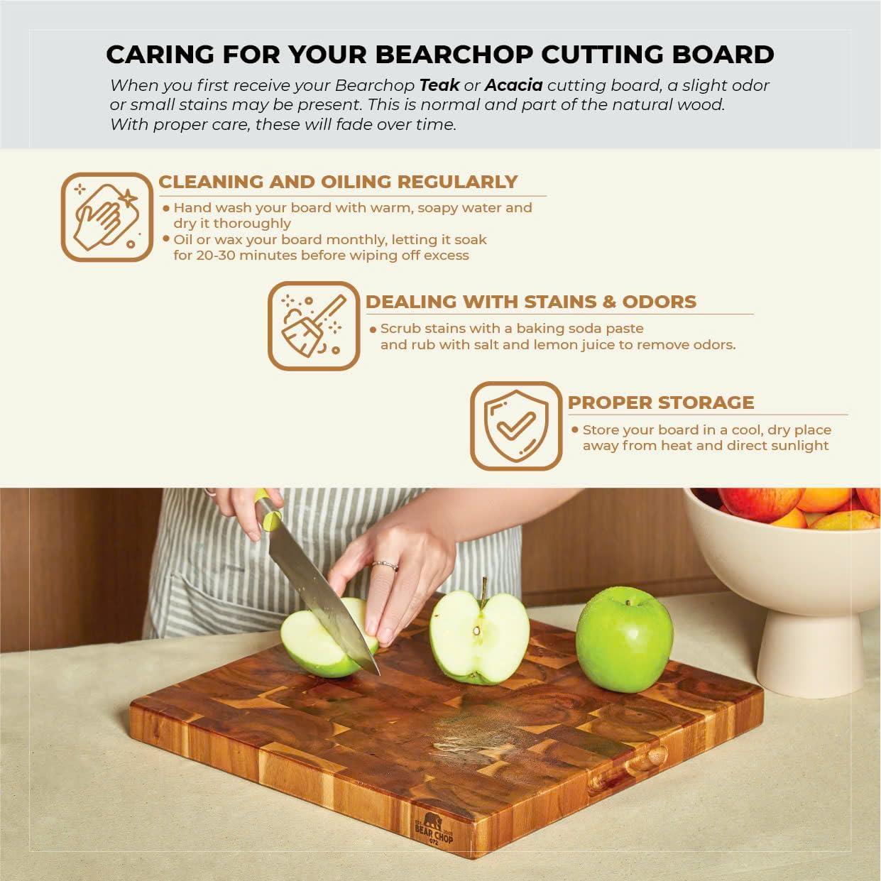 Tabla de Cortar Cuadrada de Madera de Acacia Bear Chop 35.56 cm