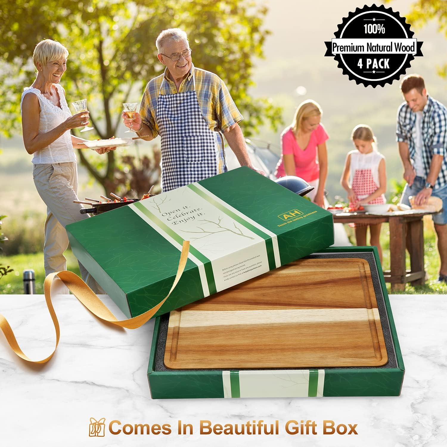 Juego de Tablas de Cortar de Madera AZRHOM - 4 Piezas Acacia