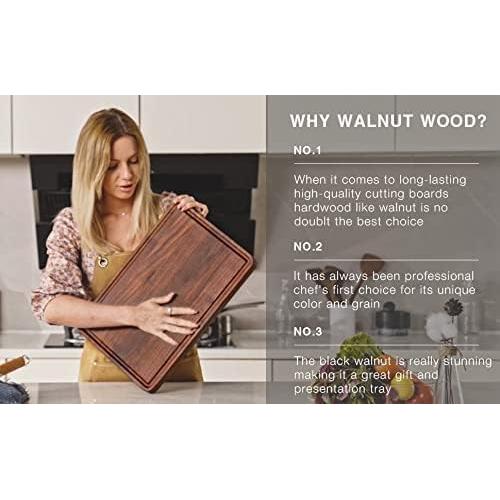 Tabla de Cortar de Madera de Nogal AZRHOM 45.7x30.5cm Reversible