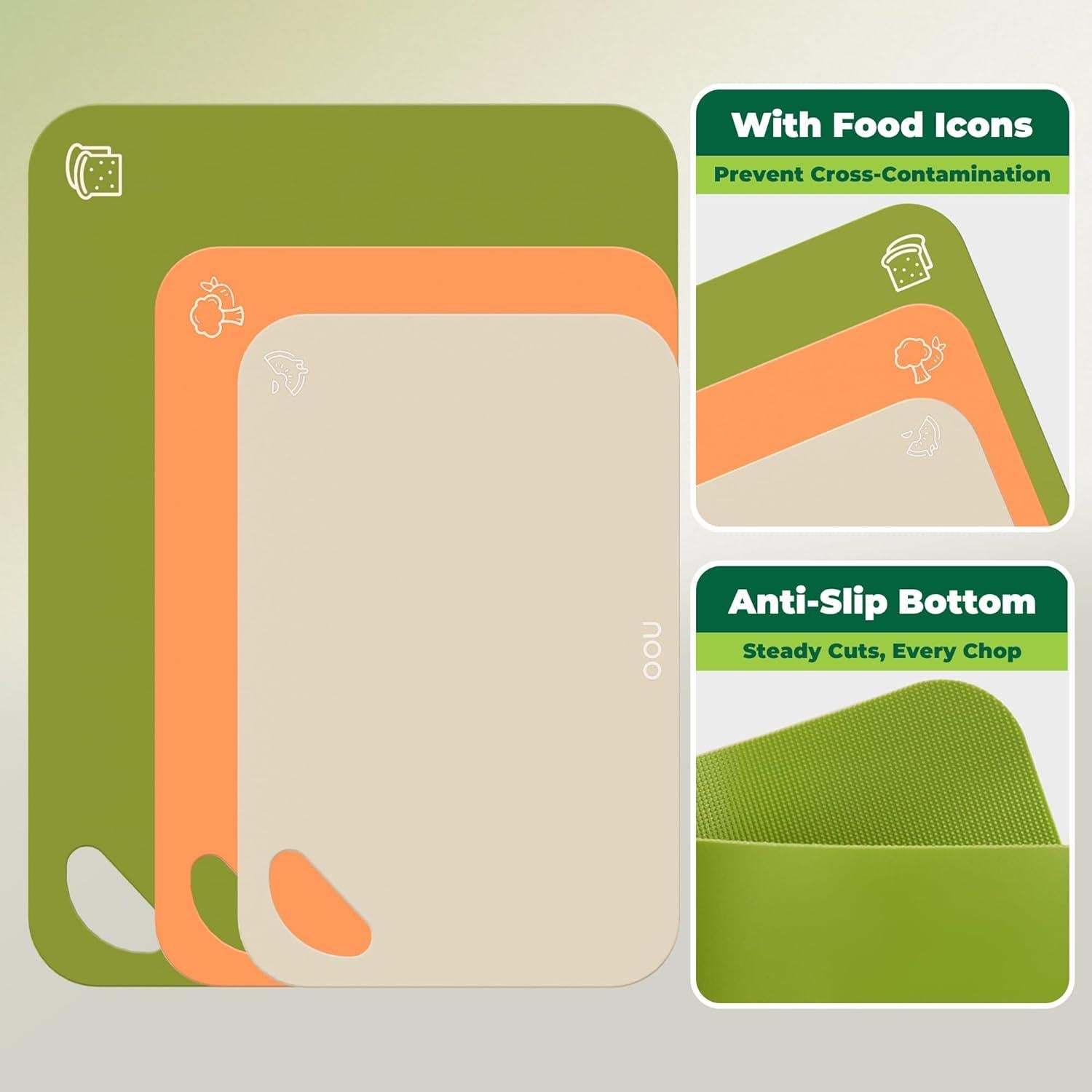 Juego de Tablas de Cortar OOU de Bambú y PP, 5 Piezas