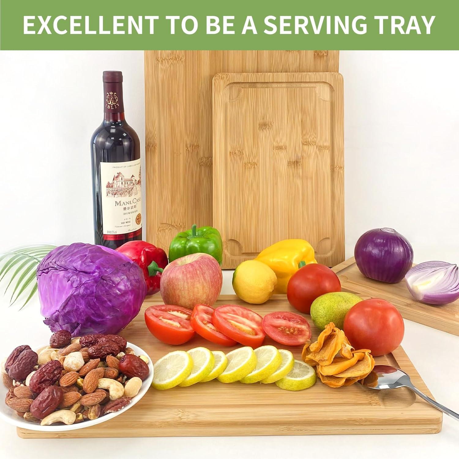 Juego de 4 Tablas de Cortar de Bambú Anweuoko Extra Grande