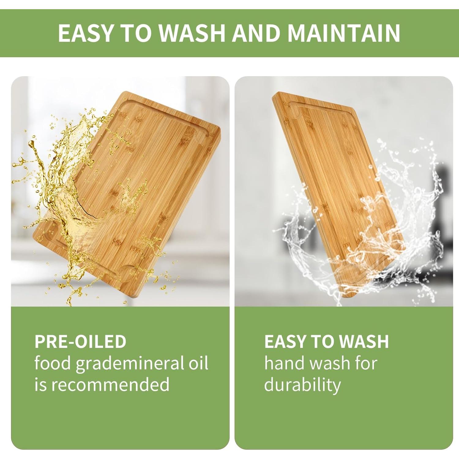 Juego de 4 Tablas de Cortar de Bambú Anweuoko Extra Grande