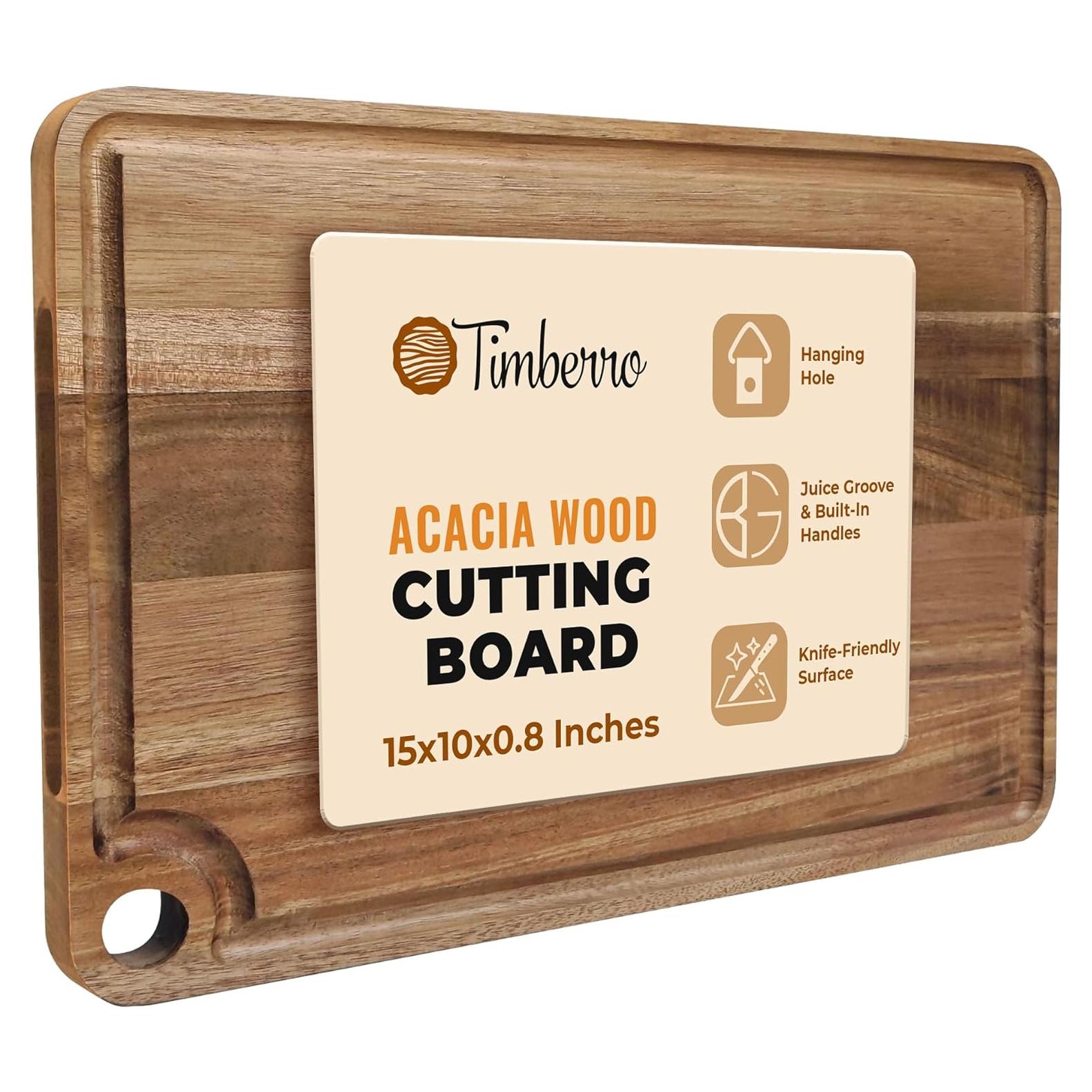 Tabla de Cortar de Madera de Acacia Timberro 38x25 cm con Canal