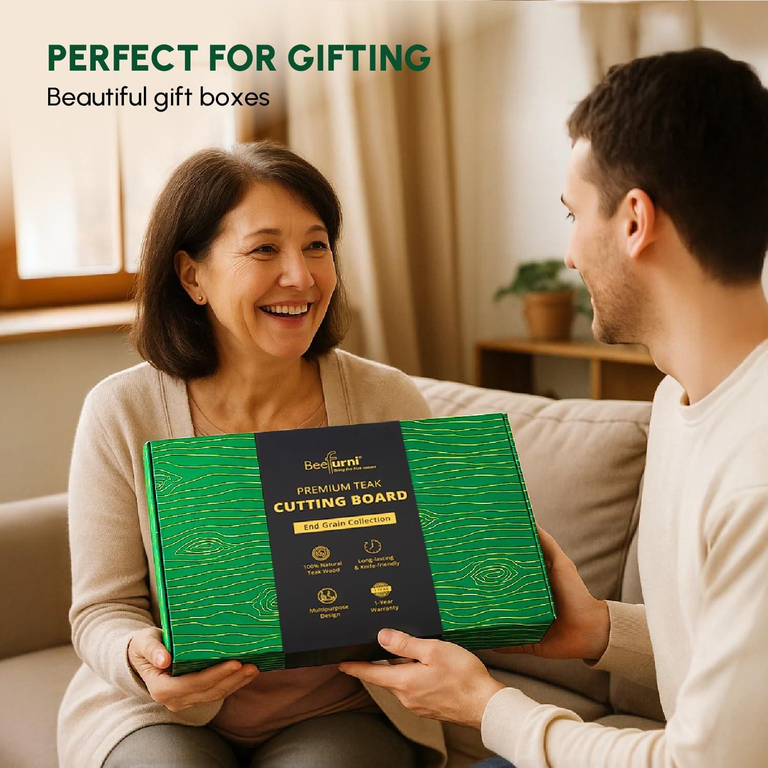 Tabla de Cortar de Madera de Teca Beefurni 45.7x35.6 cm