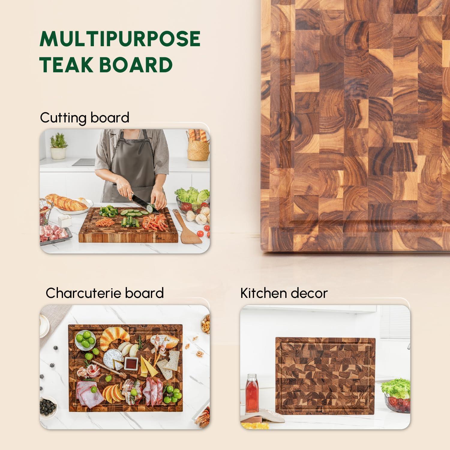 Tabla de Cortar de Madera de Teca Beefurni 45.7x35.6 cm