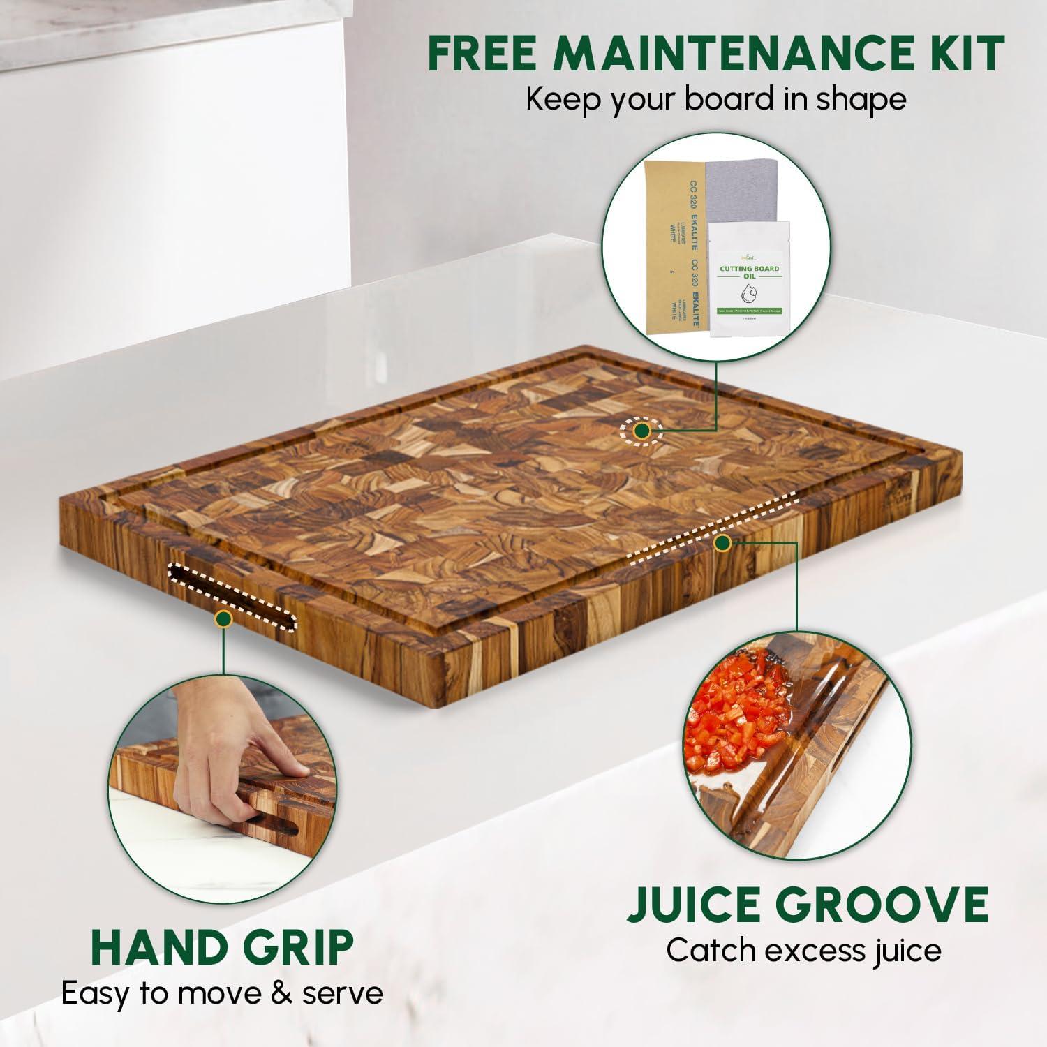 Tabla de Cortar de Madera de Teca Beefurni 45.7x35.6 cm