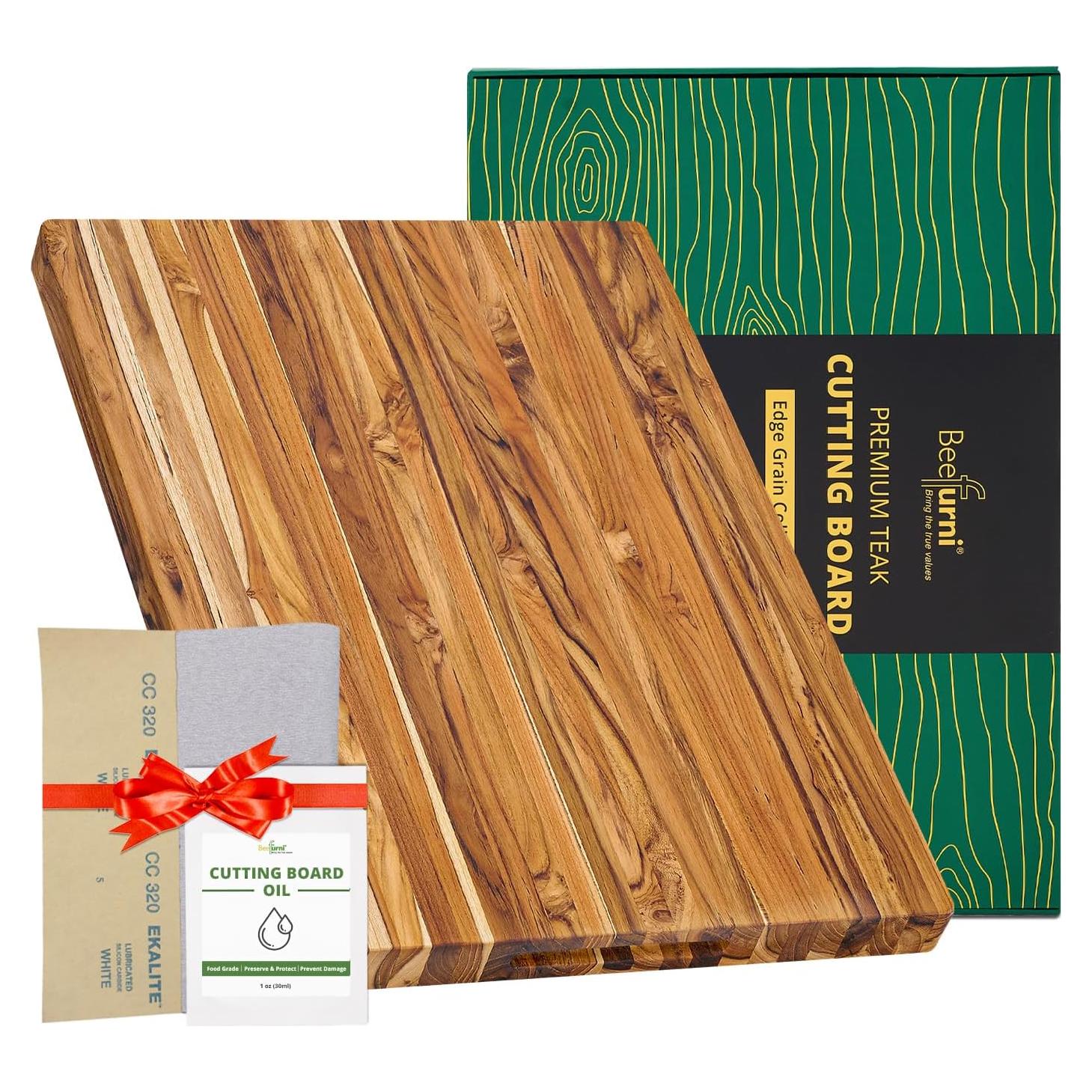 Tabla de Cortar de Madera de Teca Beefurni 22x16 cm con Asa