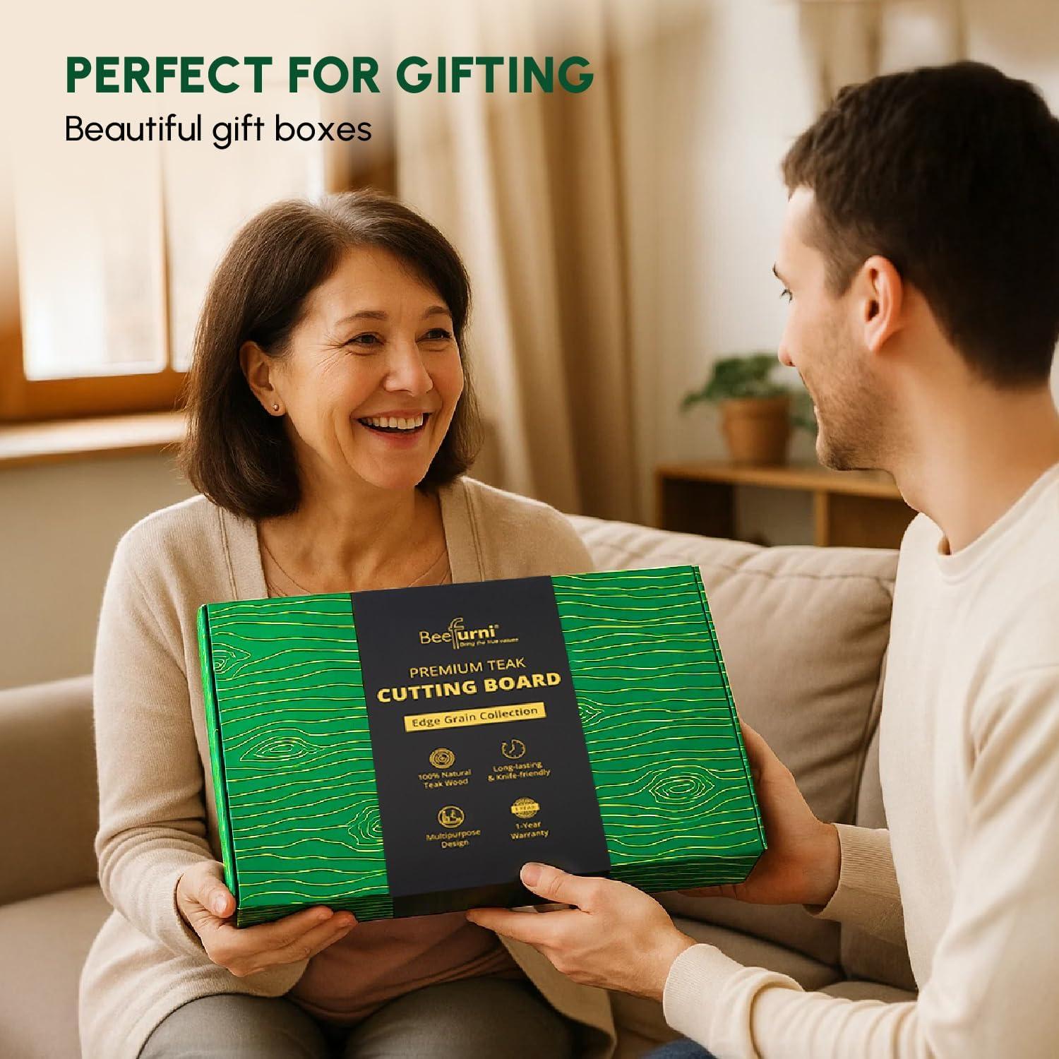 Tabla de Cortar de Madera de Teca Beefurni 22x16 cm con Asa