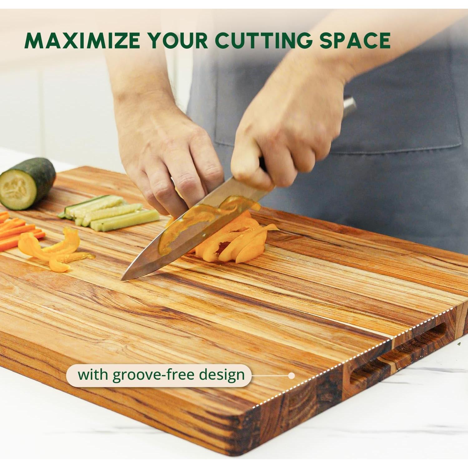 Tabla de Cortar de Madera de Teca Beefurni 22x16 cm con Asa