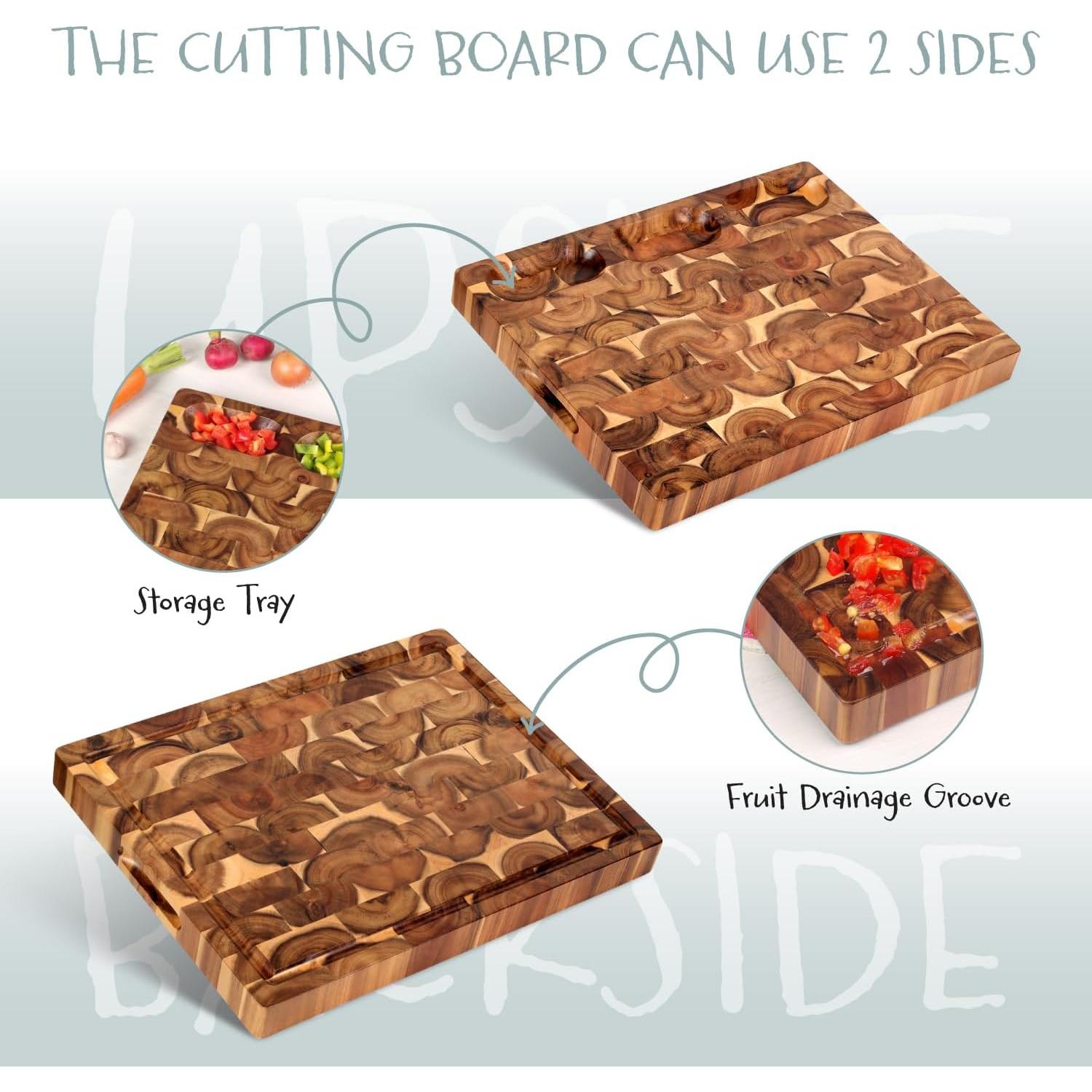 Tabla de Cortar de Acacia FANICHI 43.2x33cm Reversible con Canal