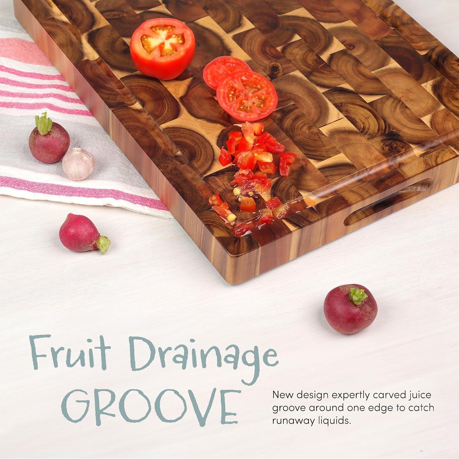 Tabla de Cortar de Acacia FANICHI 43.2x33cm Reversible con Canal
