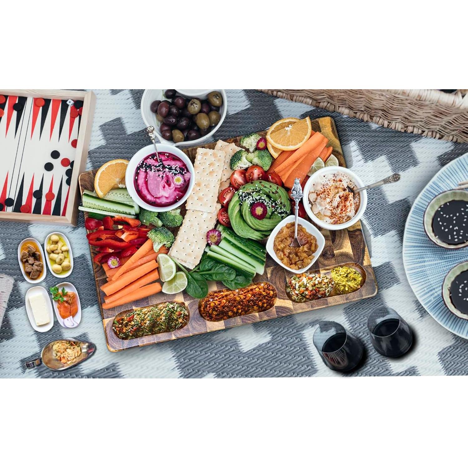 Tabla de Cortar de Acacia FANICHI 43.2x33cm Reversible con Canal