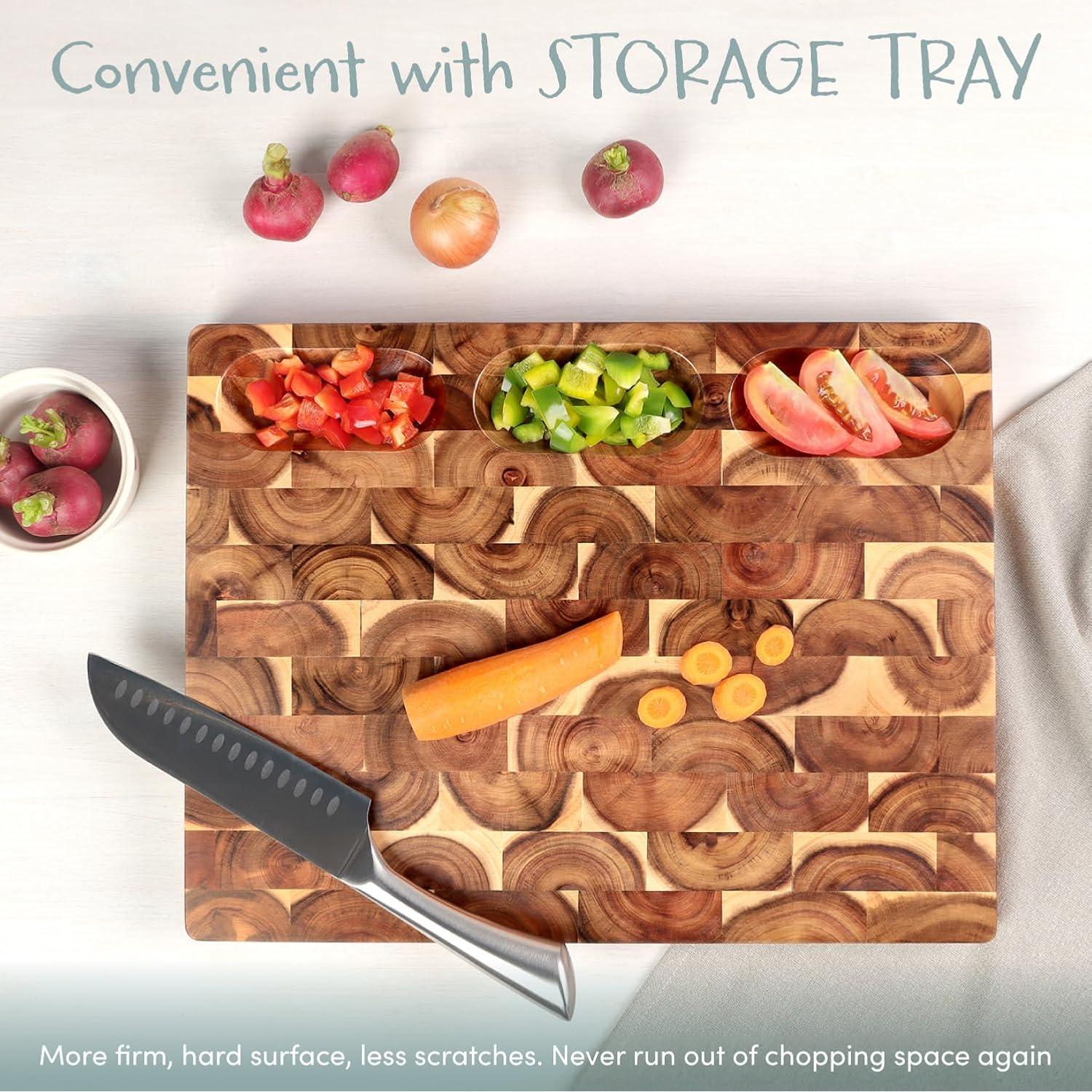 Tabla de Cortar de Acacia FANICHI 43.2x33cm Reversible con Canal