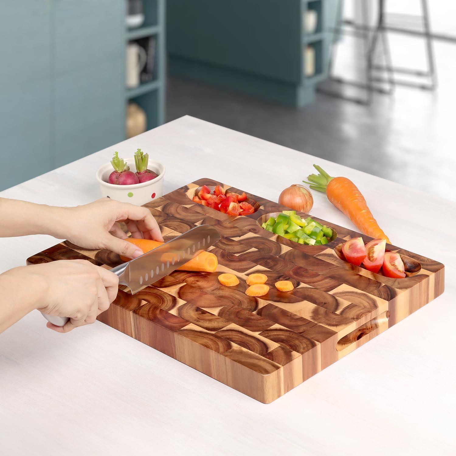 Tabla de Cortar de Acacia FANICHI 43.2x33cm Reversible con Canal