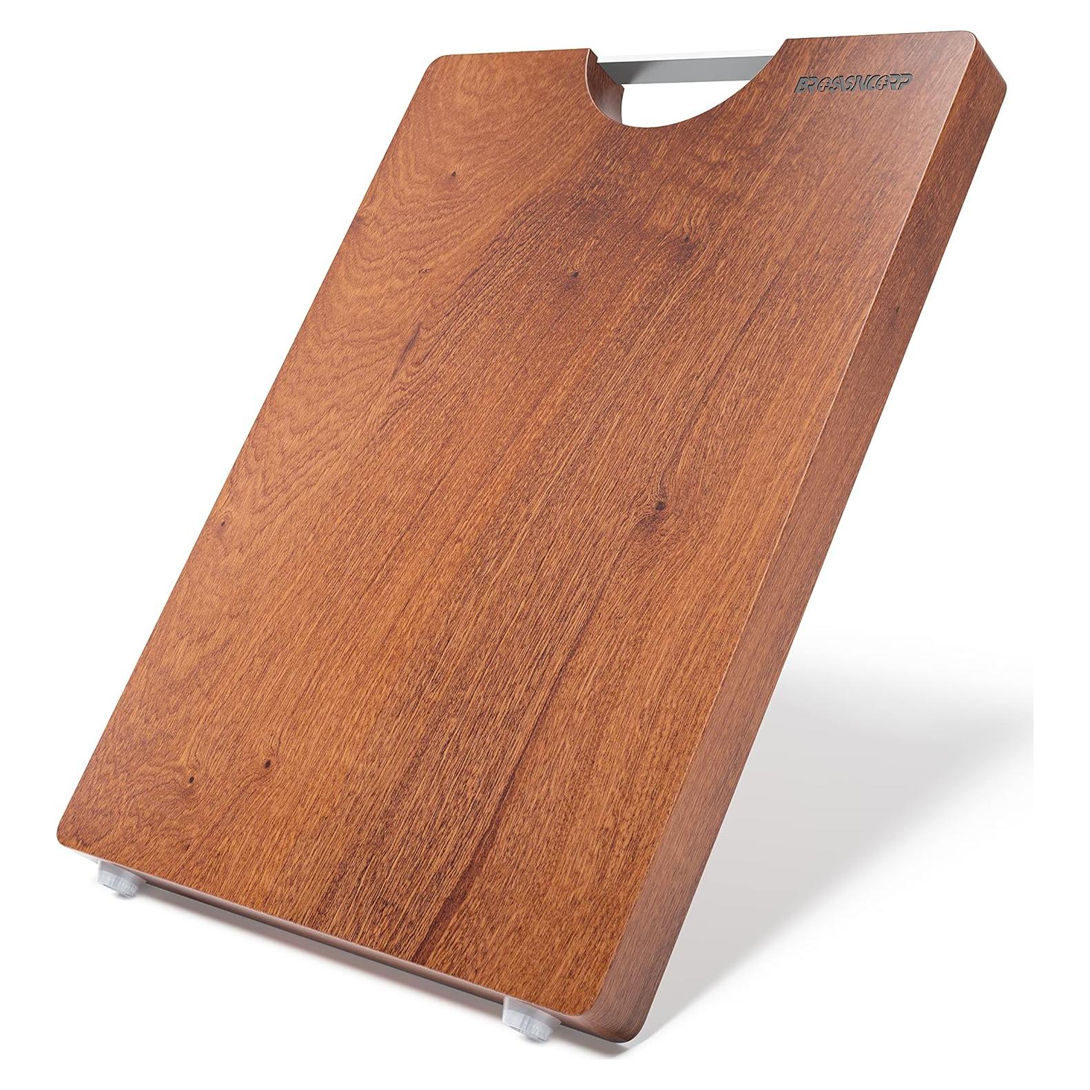 Real Solid Sapele Cutting Board One Piece No Glue Non Toxic All Whole Single Wood Butcher Block Thick Hard Wood Heavy Duty Edge Grain (X-Large, 17.71"L*11.81"W*1.18"Th)