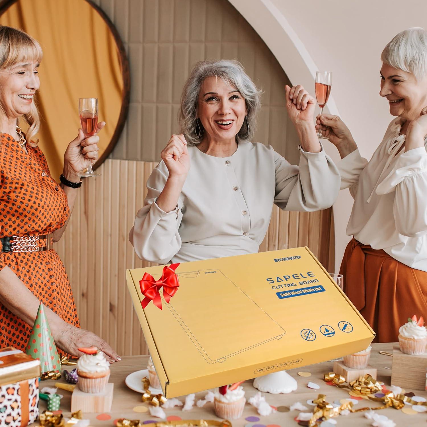 Real Solid Sapele Cutting Board One Piece No Glue Non Toxic All Whole Single Wood Butcher Block Thick Hard Wood Heavy Duty Edge Grain (X-Large, 17.71"L*11.81"W*1.18"Th)