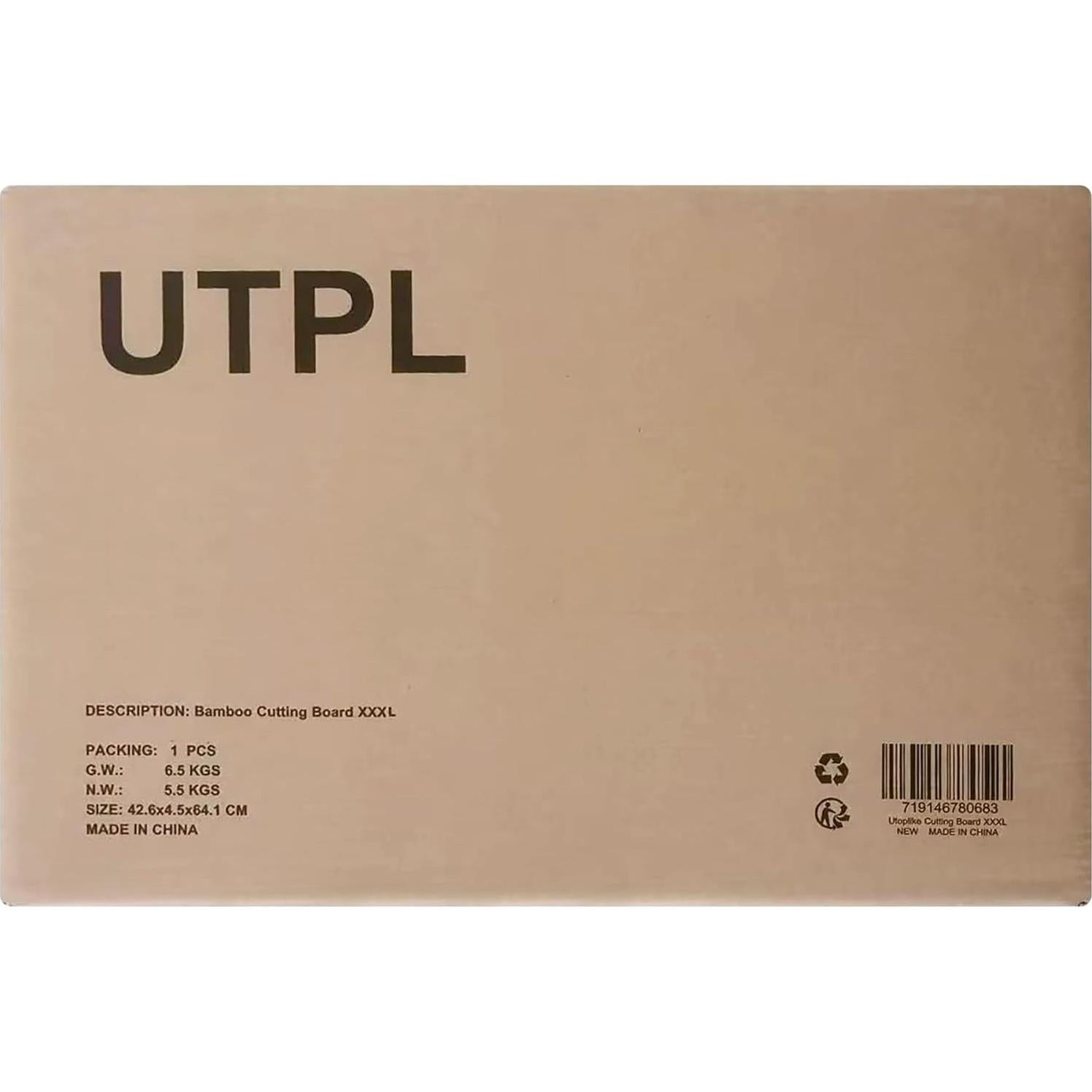 Tabla de Cortar de Bambú Utoplike 60.96 x 40.64 cm con Canal de Jugo