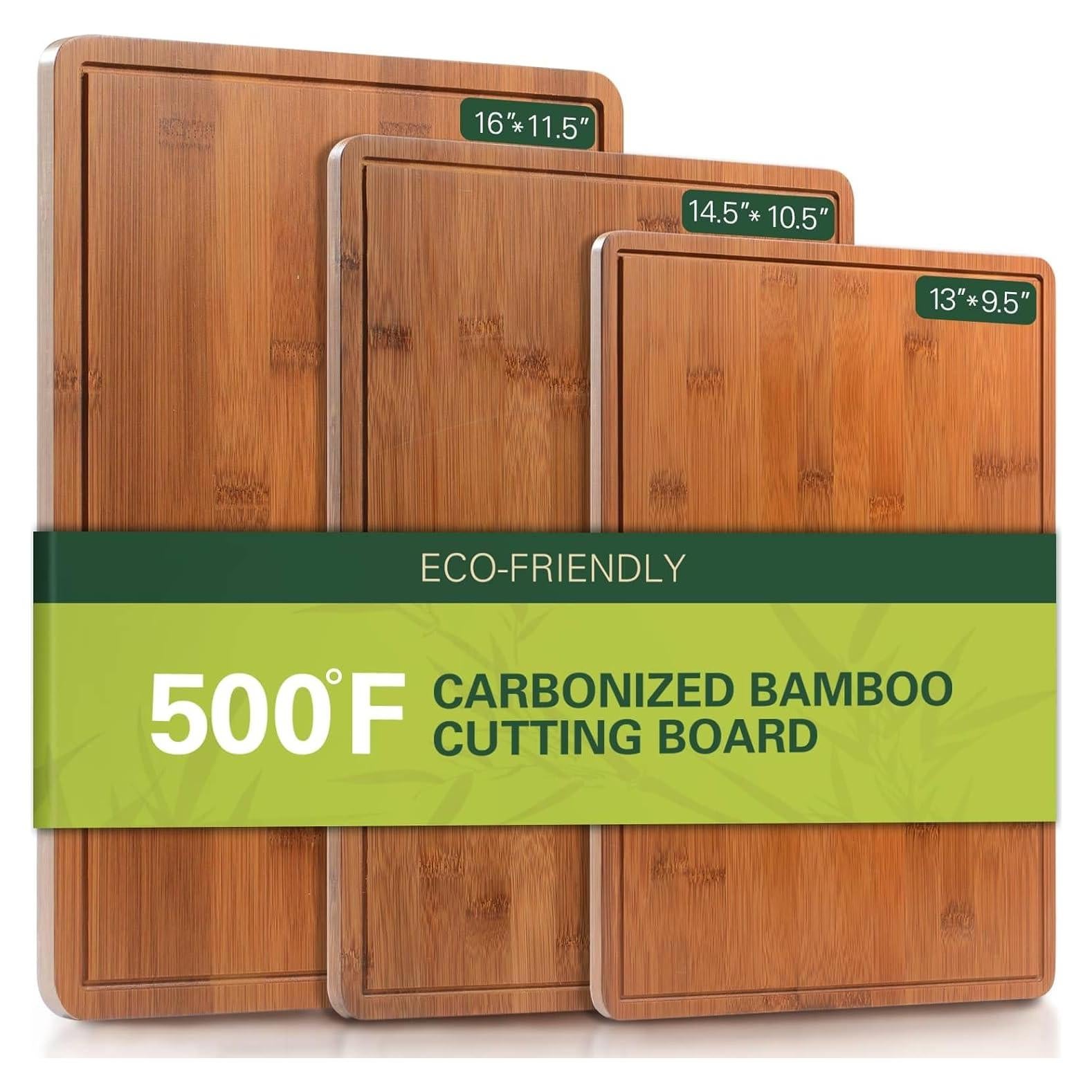 Set de 3 Tablas de Cortar de Bambú Carbonizado Ciecie - 33x24, 38x27, 41x29 cm