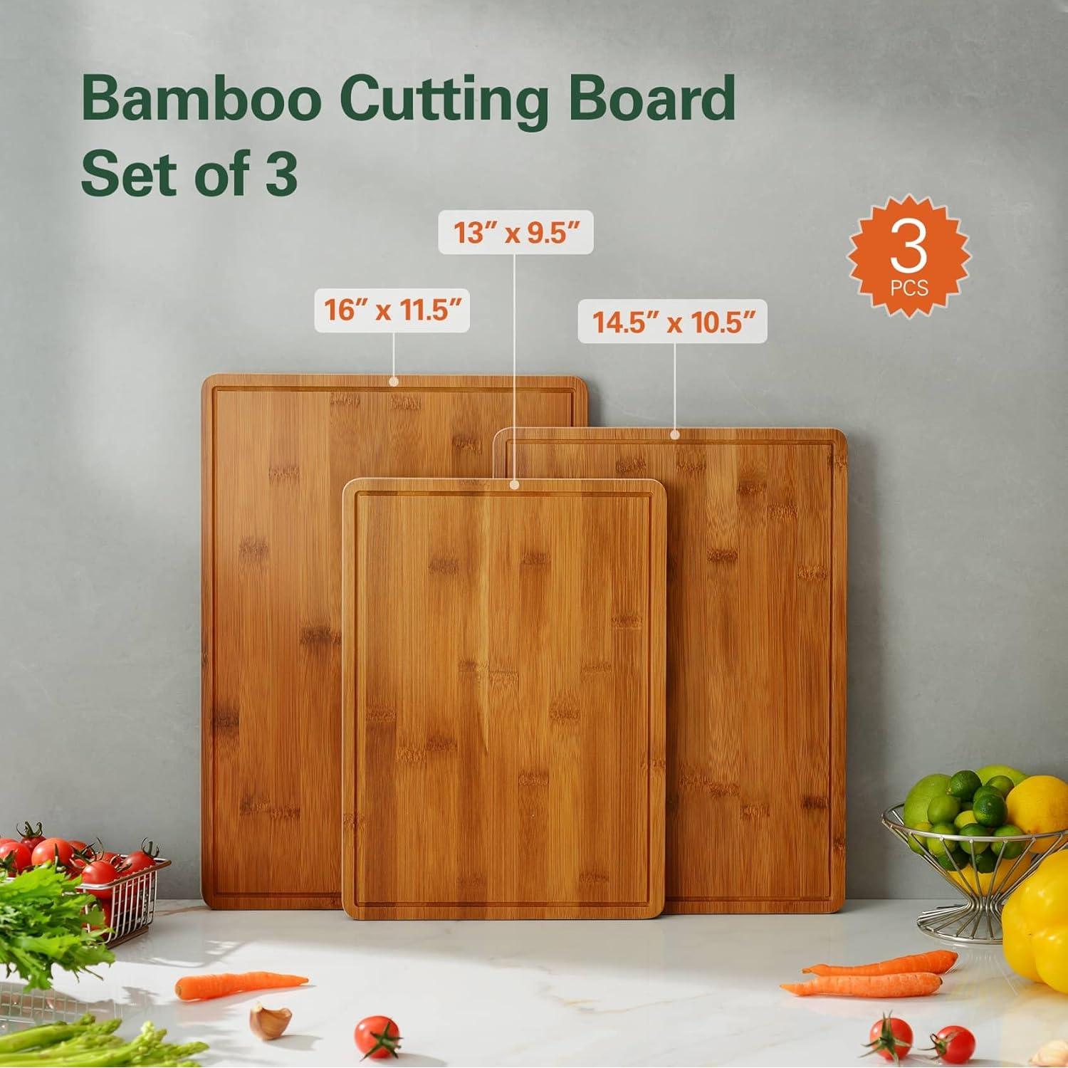 Set de 3 Tablas de Cortar de Bambú Carbonizado Ciecie - 33x24, 38x27, 41x29 cm