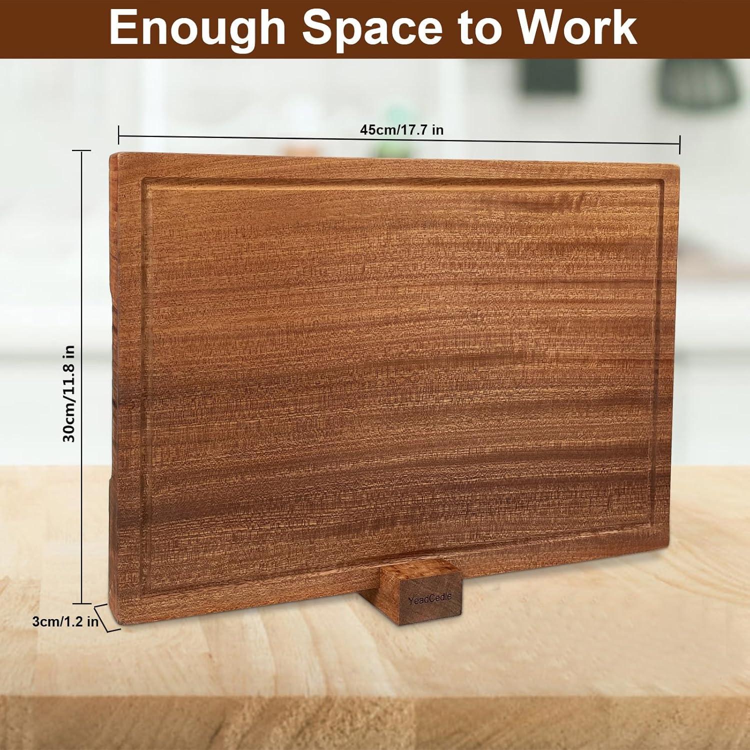 Tabla de Cortar de Madera Sapele YeadCedle 45x30 cm Antideslizante