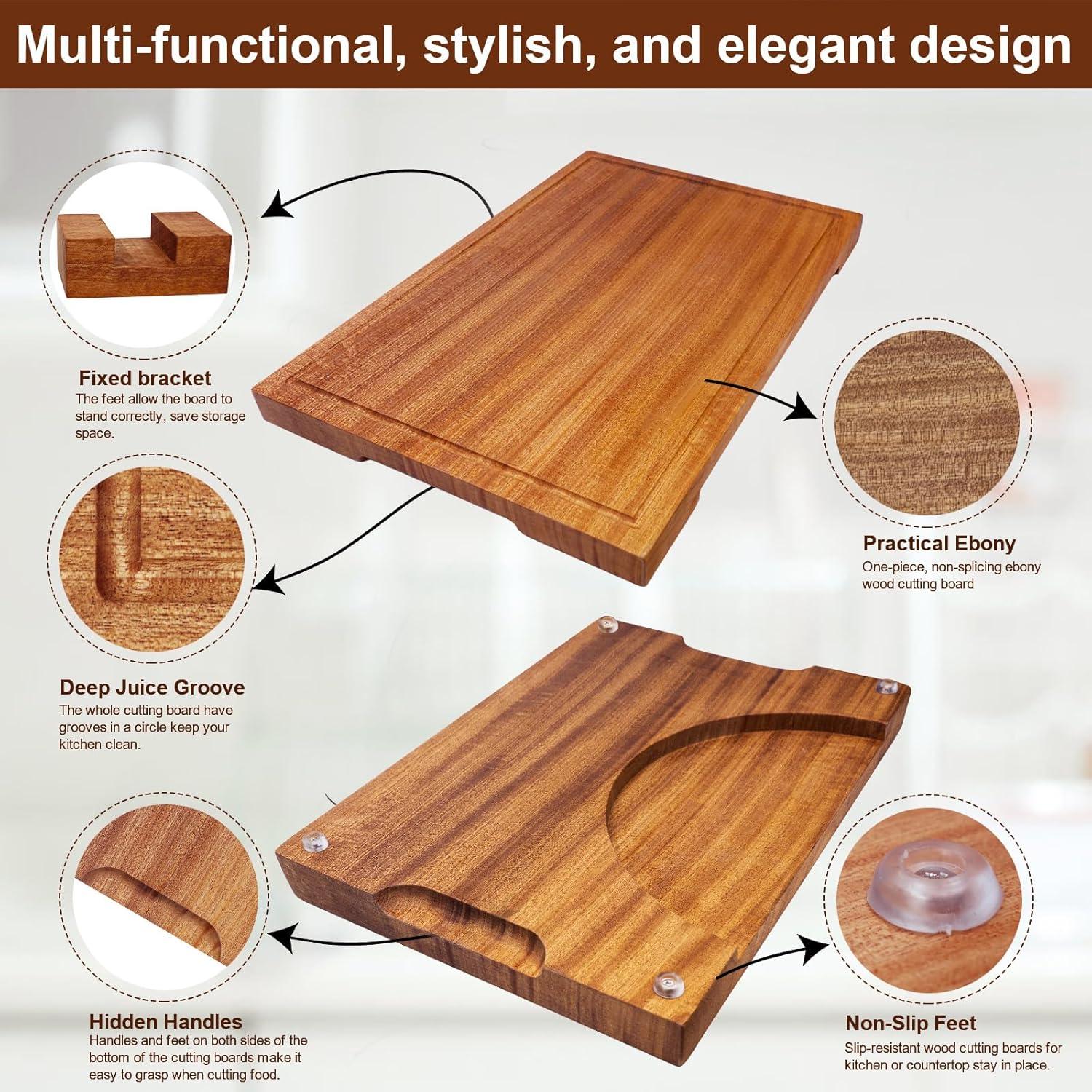 Tabla de Cortar de Madera Sapele YeadCedle 45x30 cm Antideslizante