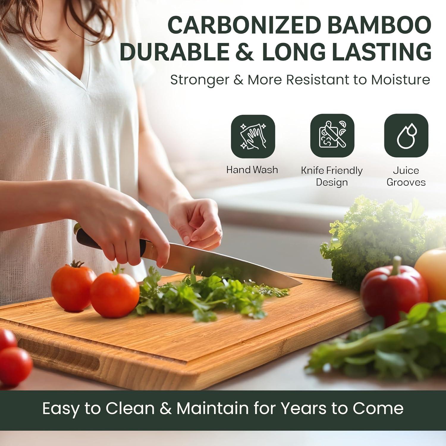 Tabla de Cortar de Bambú Carbonizado 40.6x27.9 cm - Bambüsi