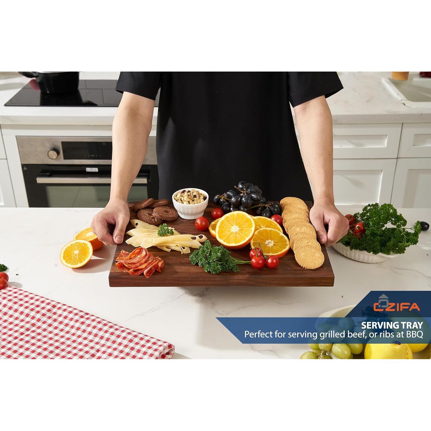 Tabla de Cortar de Madera de Nogal Cozifa 43.2x30.5cm con Canal de Jugo