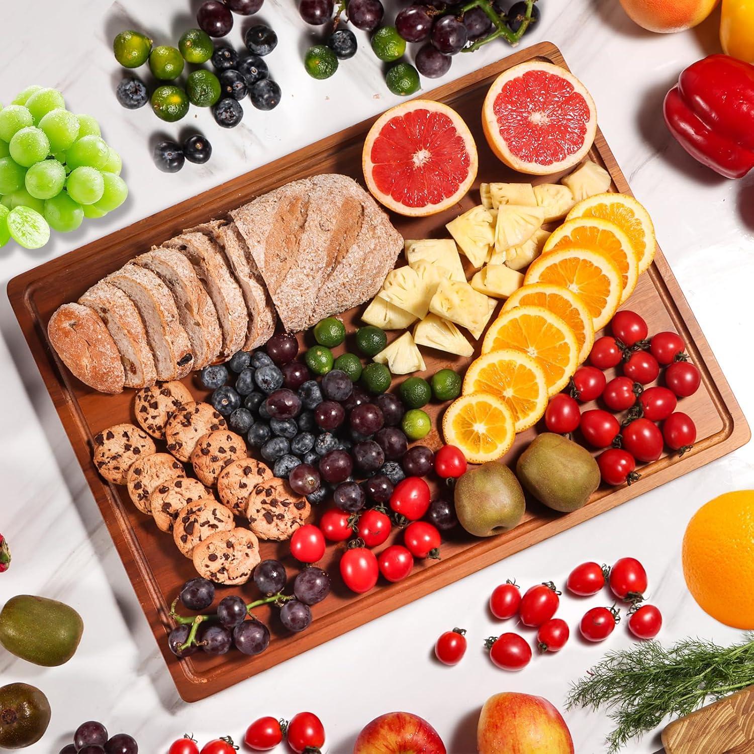 Tabla de Cortar de Madera de Acacia ADMKERS 43x30 cm con Canal