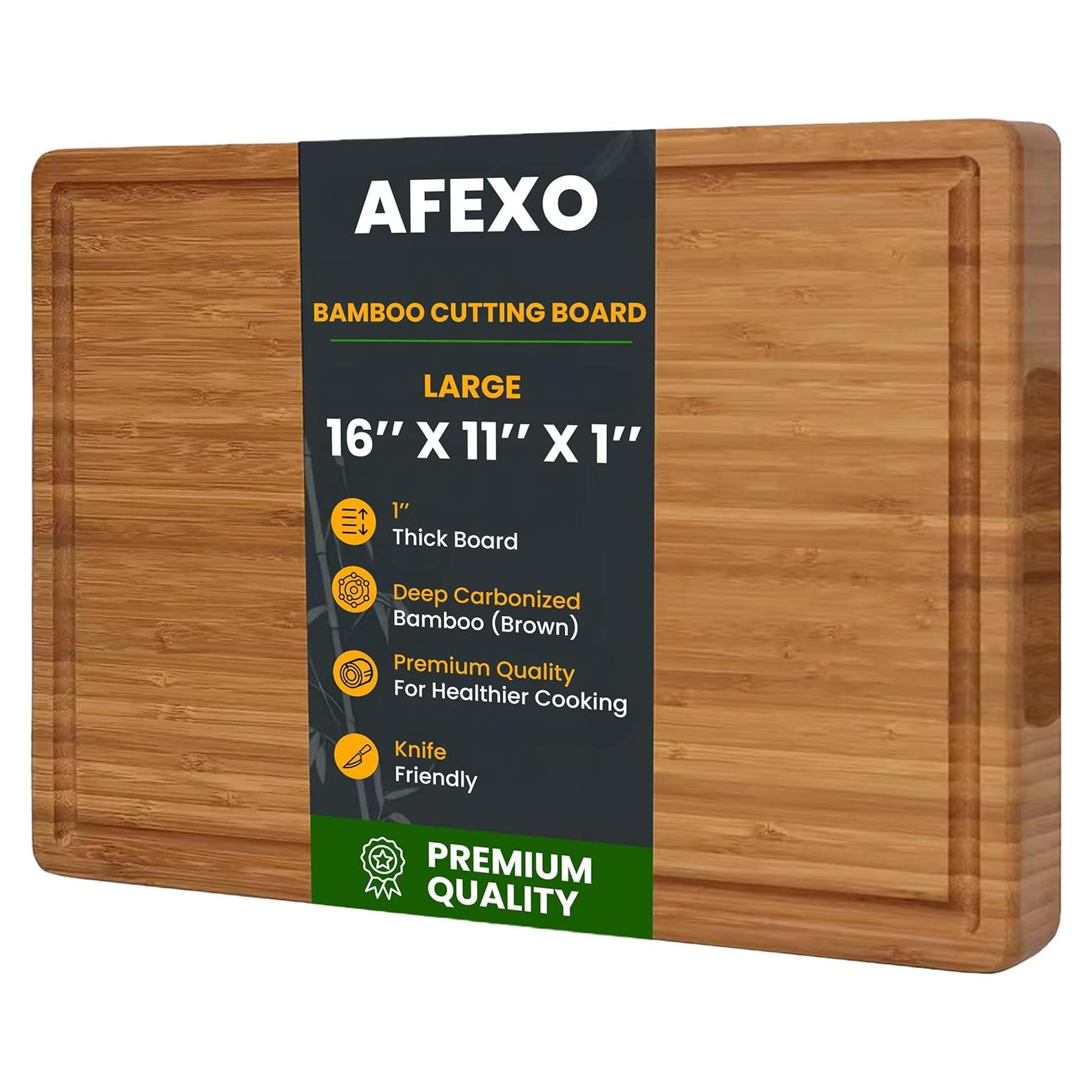 Tabla de cortar de bambú AFEXO 40.64x27.94 cm con canal