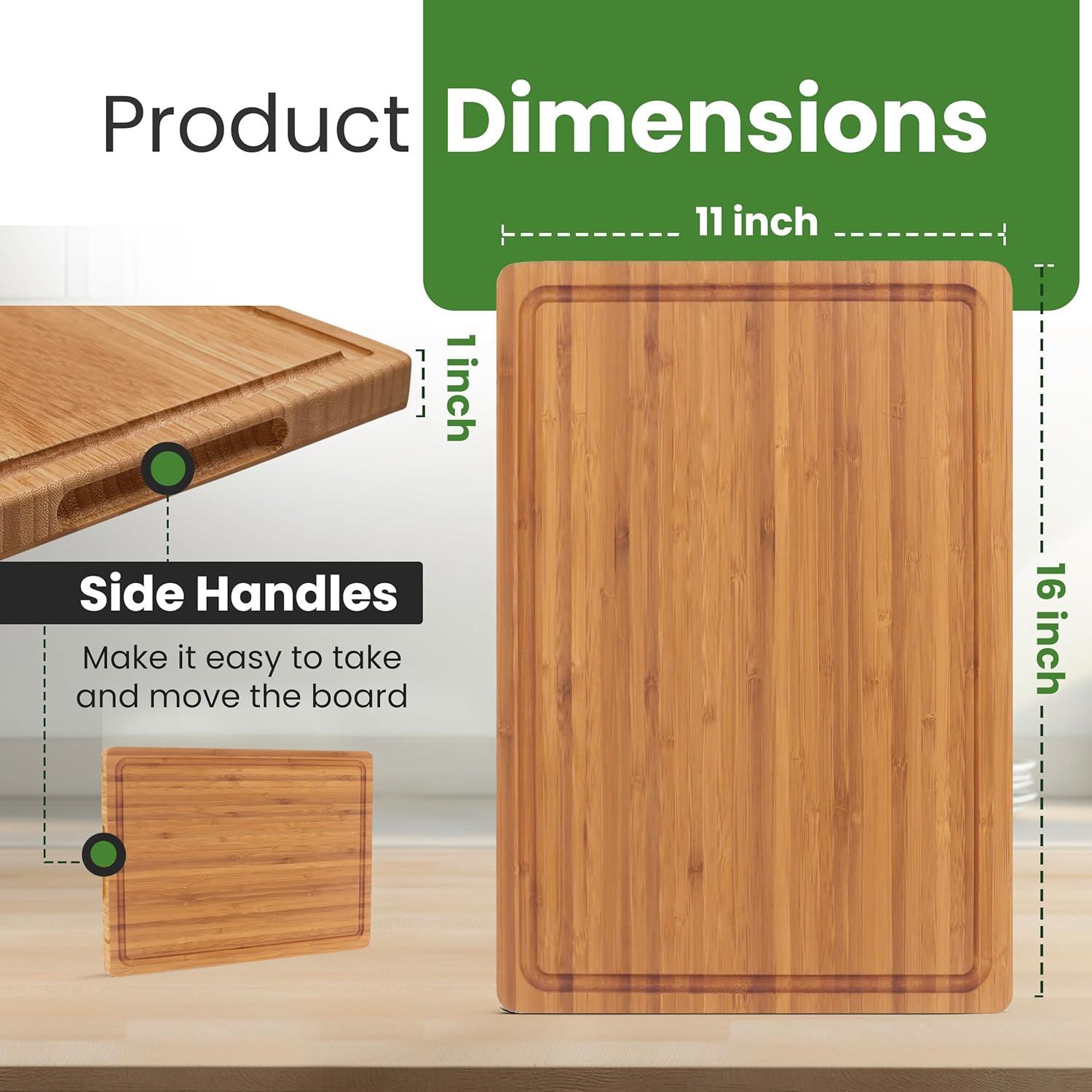 Tabla de cortar de bambú AFEXO 40.64x27.94 cm con canal