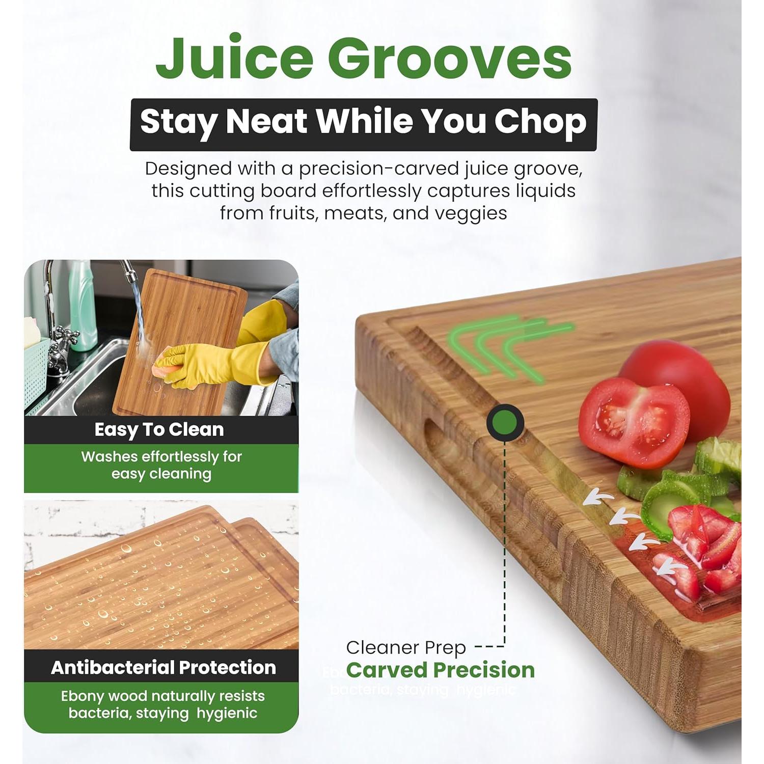 Tabla de cortar de bambú AFEXO 40.64x27.94 cm con canal