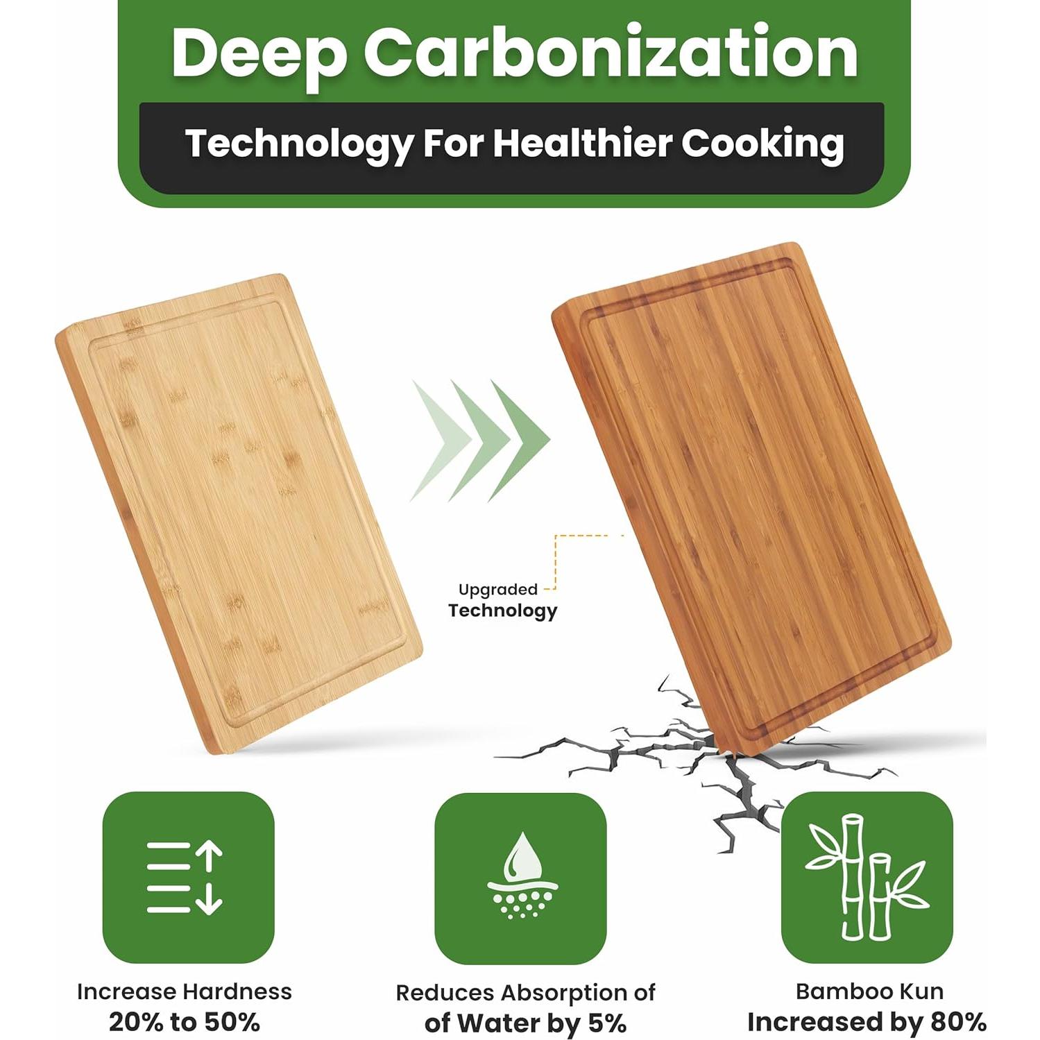 Tabla de cortar de bambú AFEXO 40.64x27.94 cm con canal