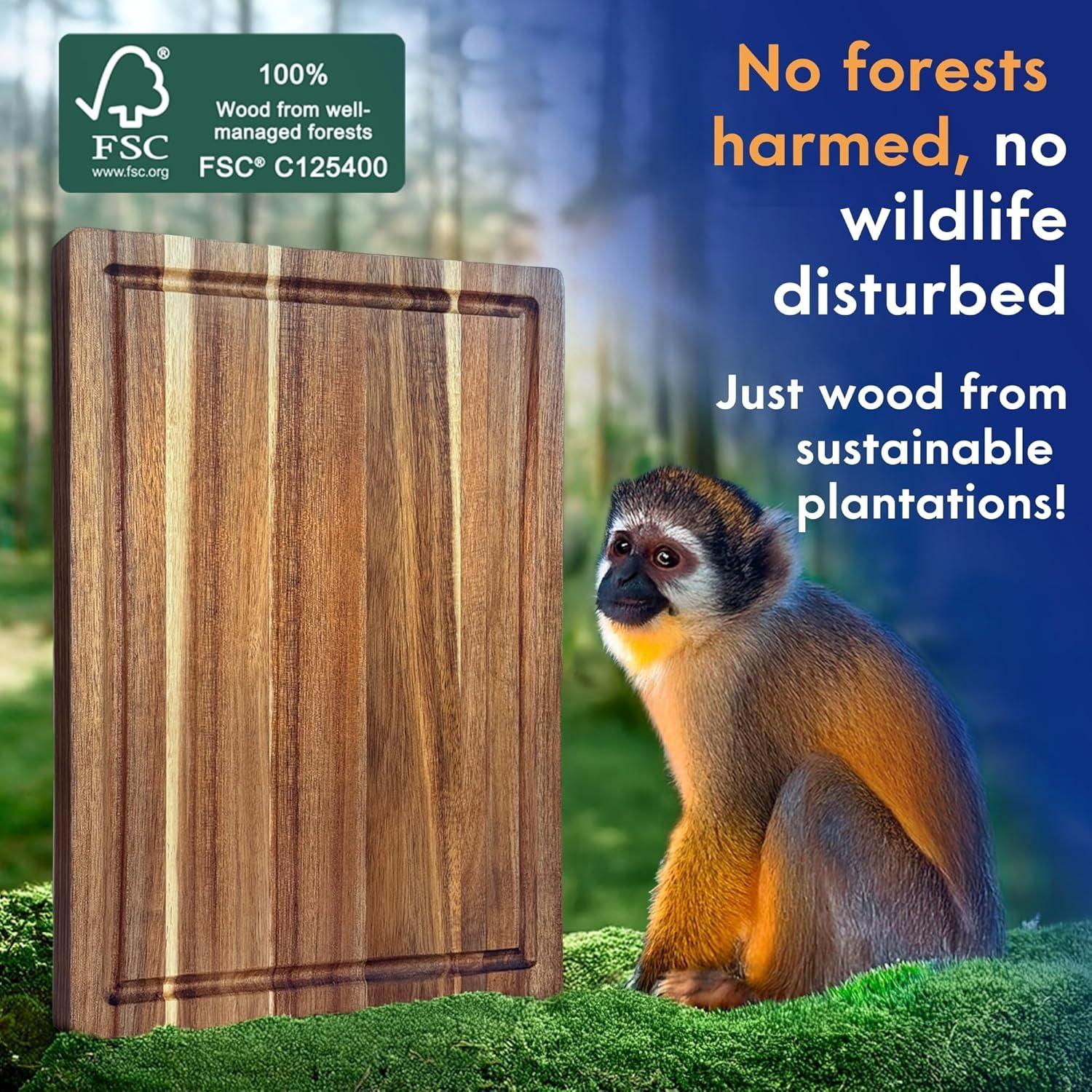 Tabla de Cortar de Madera Acacia Ziruma 40.64x27.94 cm Ecológica