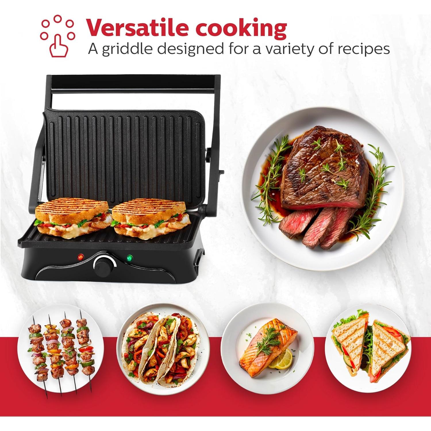 Prensa Panini 2 Rebanadas Holstein Housewares Acero Inoxidable