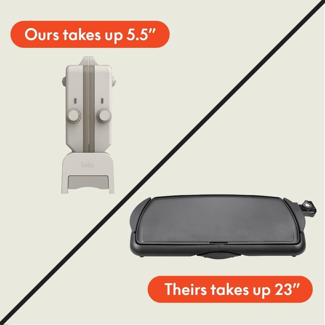 Sartén Plegable Bella 1500W Cerámica Antiadherente 2 Zonas