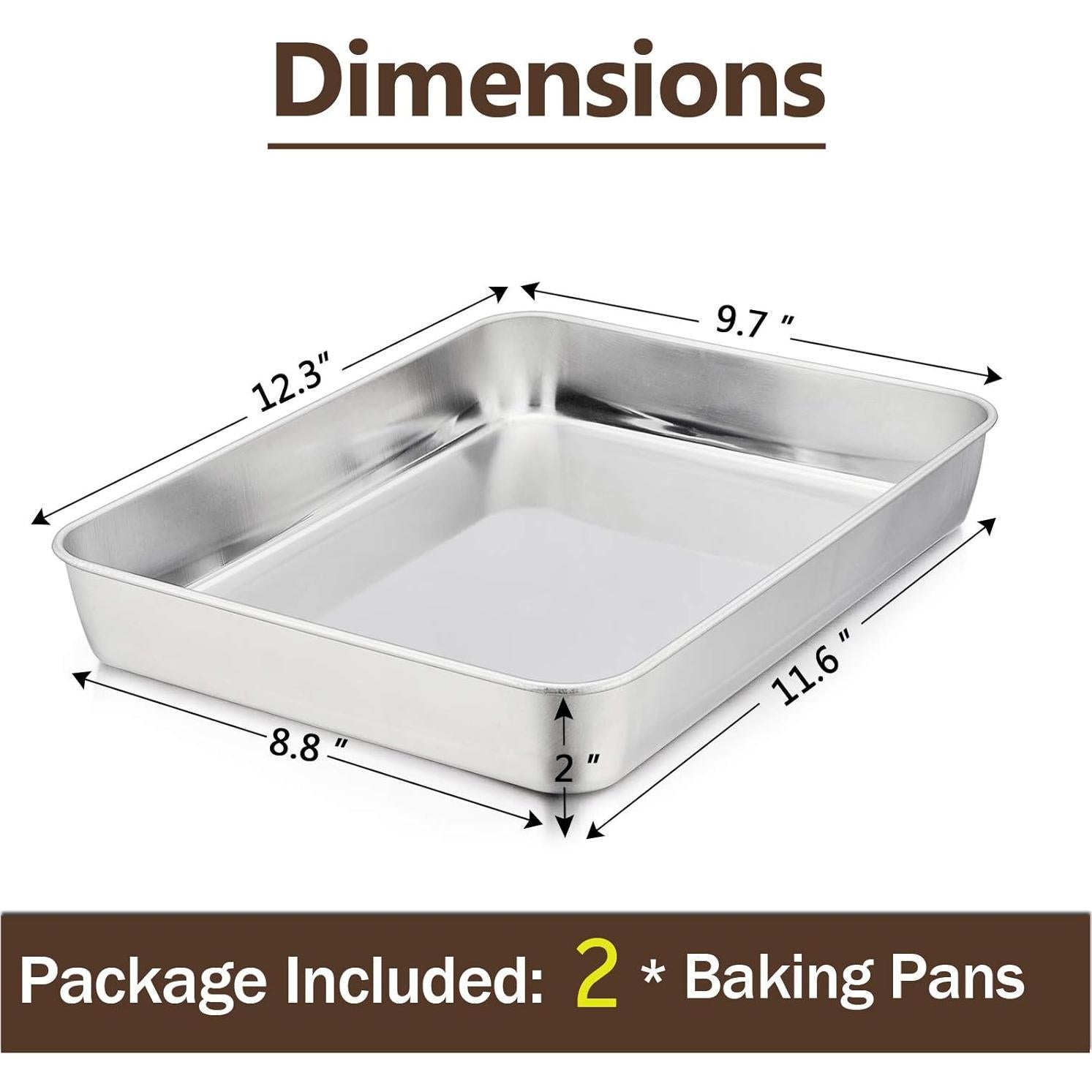 Sartén Rectangular P&P CHEF Acero Inoxidable 31.2 cm - 2 Piezas