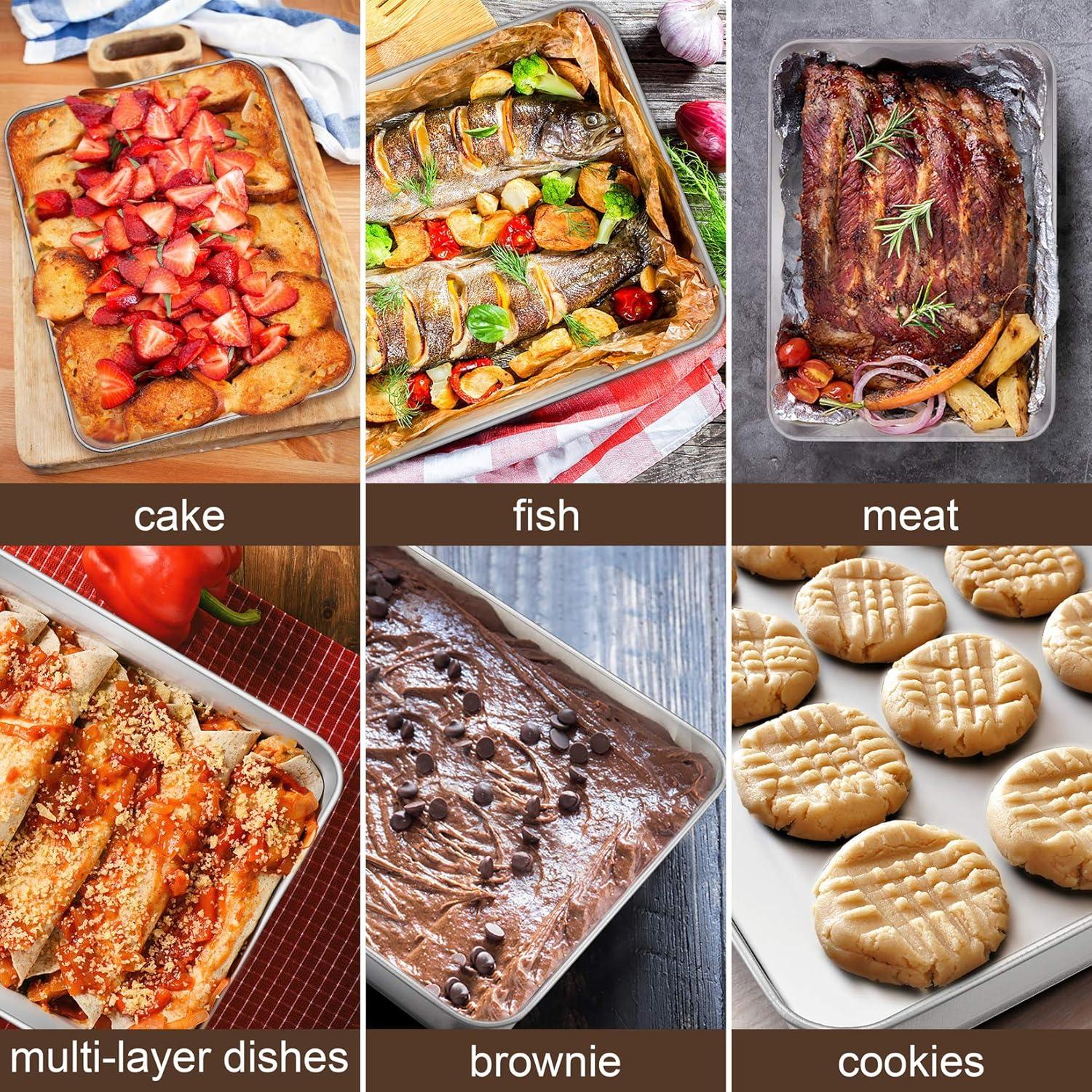 Sartén Rectangular P&P CHEF Acero Inoxidable 31.2 cm - 2 Piezas