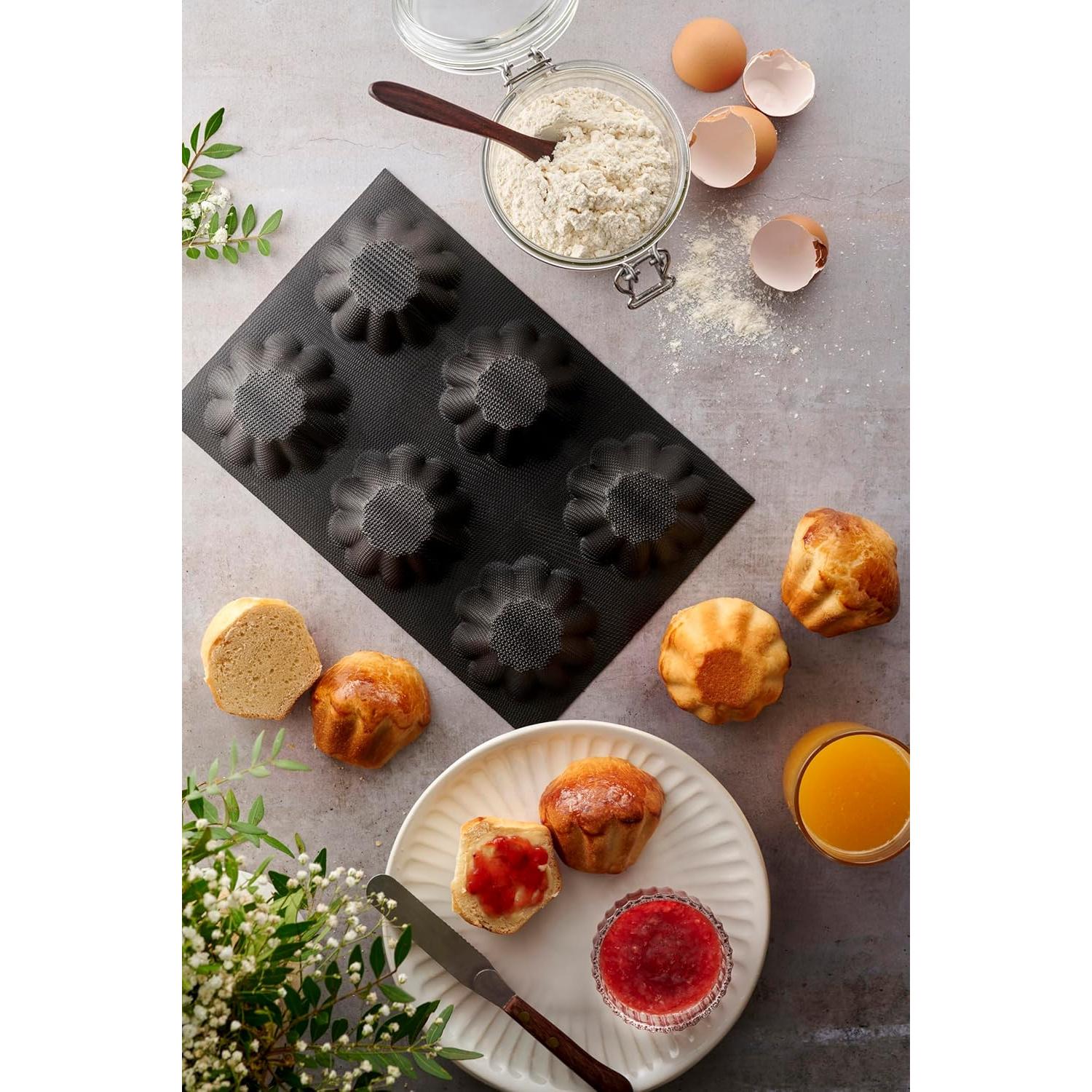 Molde de Silicona Silpat para 6 Briochettes - Negro