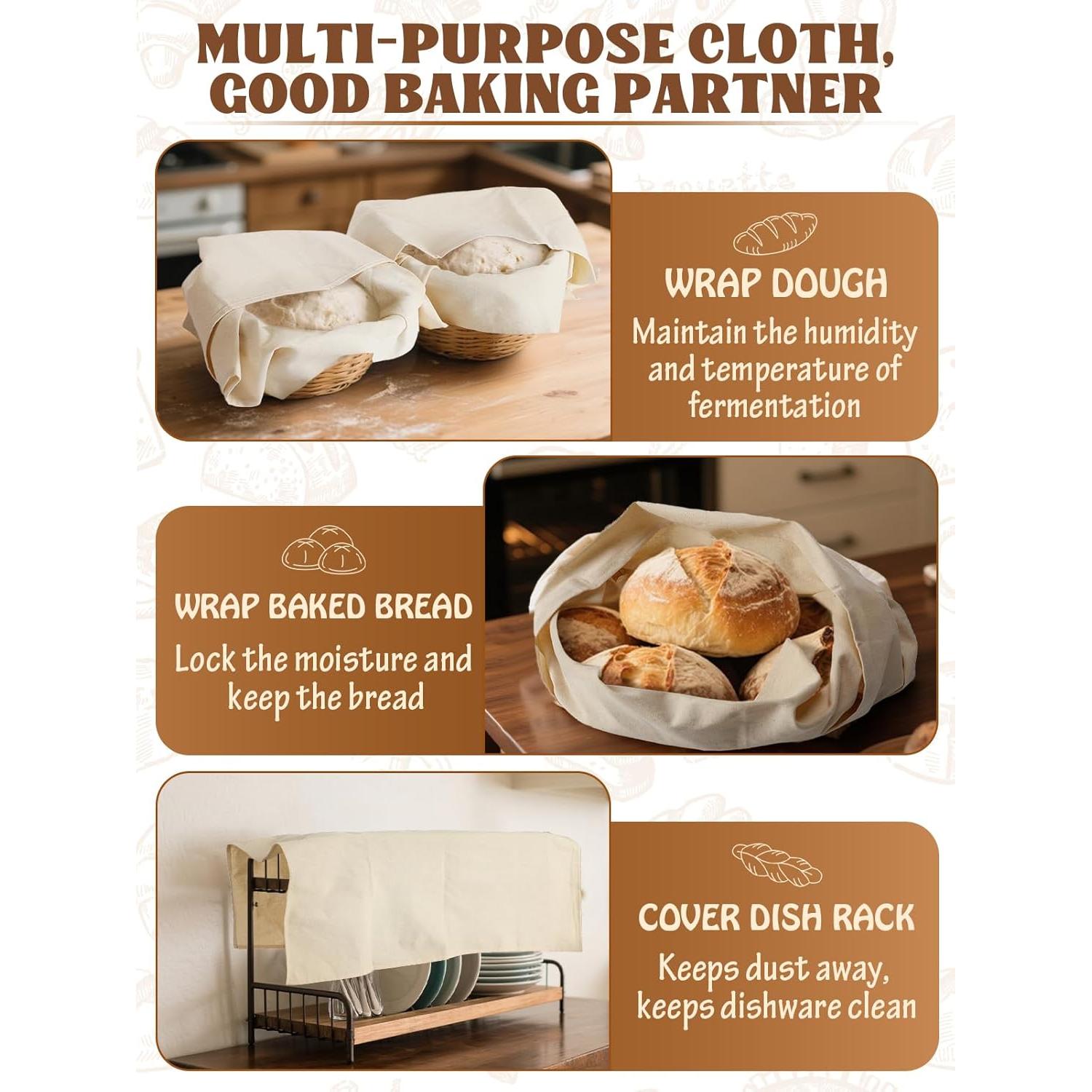 Toallas de Té ANPHSIN 71x71cm 100% Algodón para Fermentación Pan