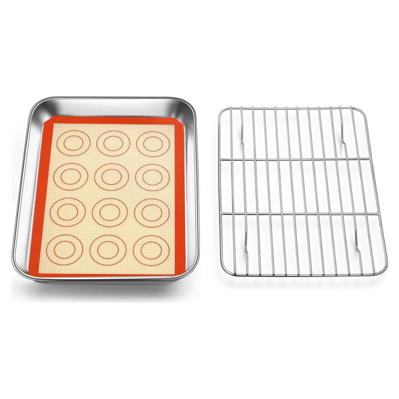 Sartén Mini TeamFar Acero Inoxidable 23 cm con Rejilla y Alfombrilla