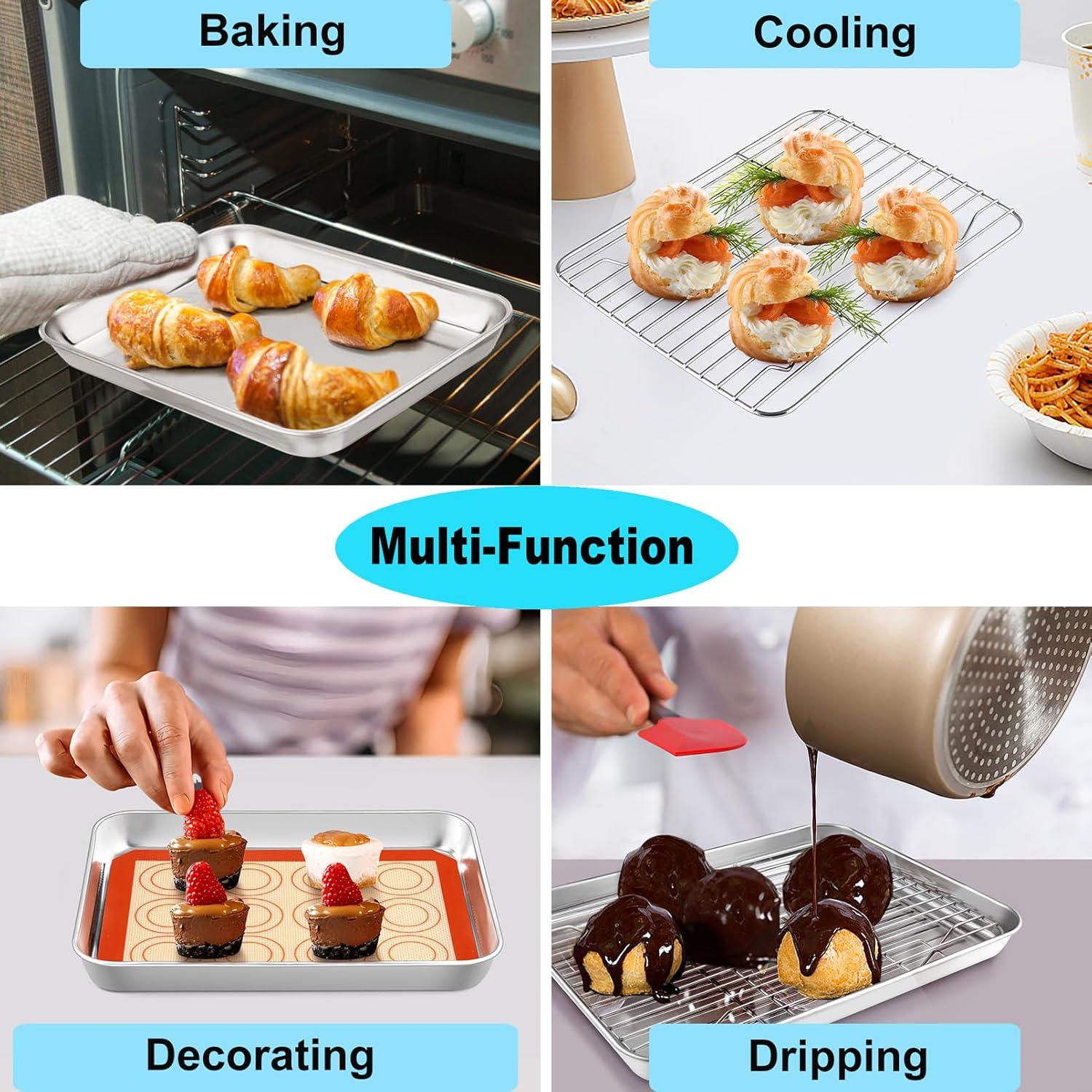 Sartén Mini TeamFar Acero Inoxidable 23 cm con Rejilla y Alfombrilla