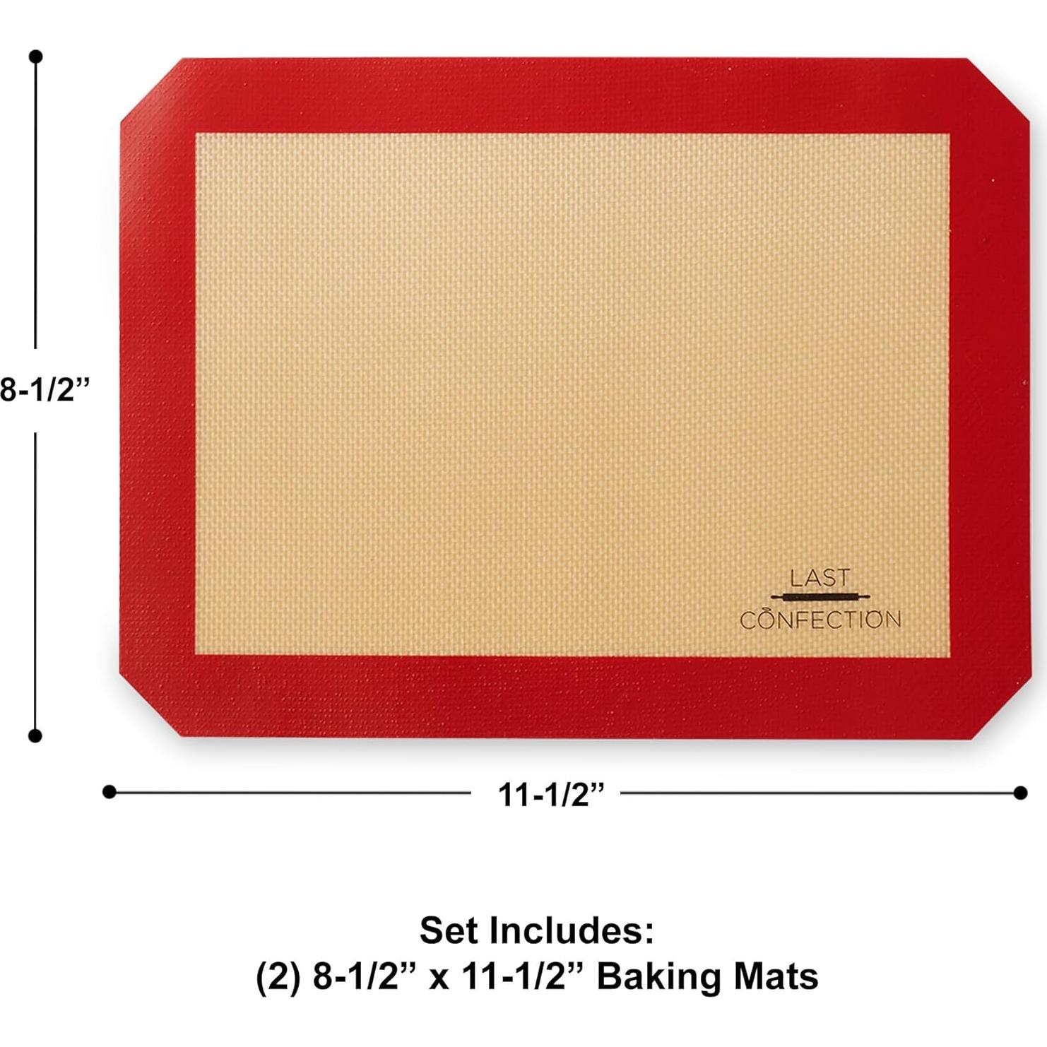 Silicone Baking Mat - Set of 2 Non-Stick Quarter Sheet (8-1/2" x 11-1/2") Professional Food Safe Tray Pan Liners