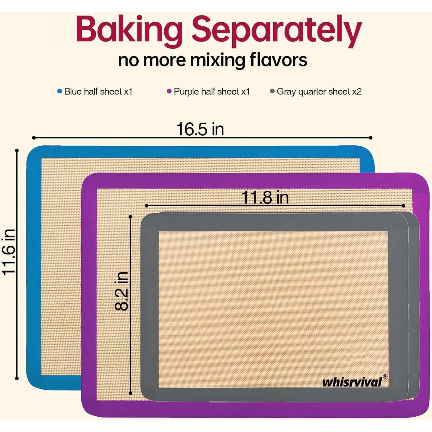 Paquete de 4 Tapetes de Silicona Antiadherentes Whisrvival